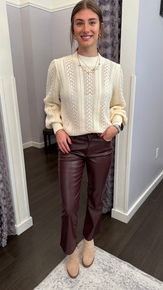 Jeanne Faux Leather Pants in Wine by Dear John