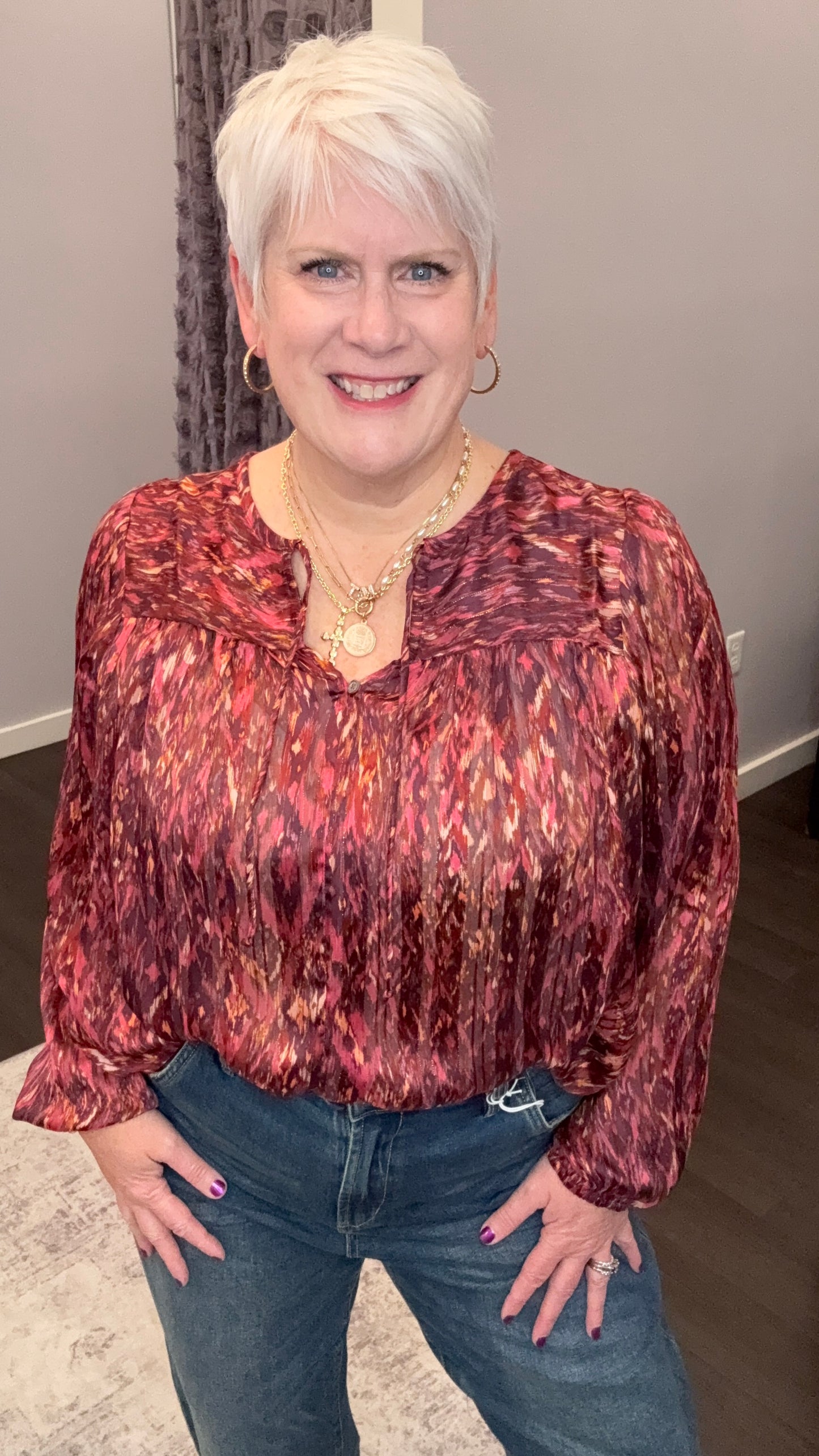 Alessia Blouse in Pomegranate Flame by Dear John