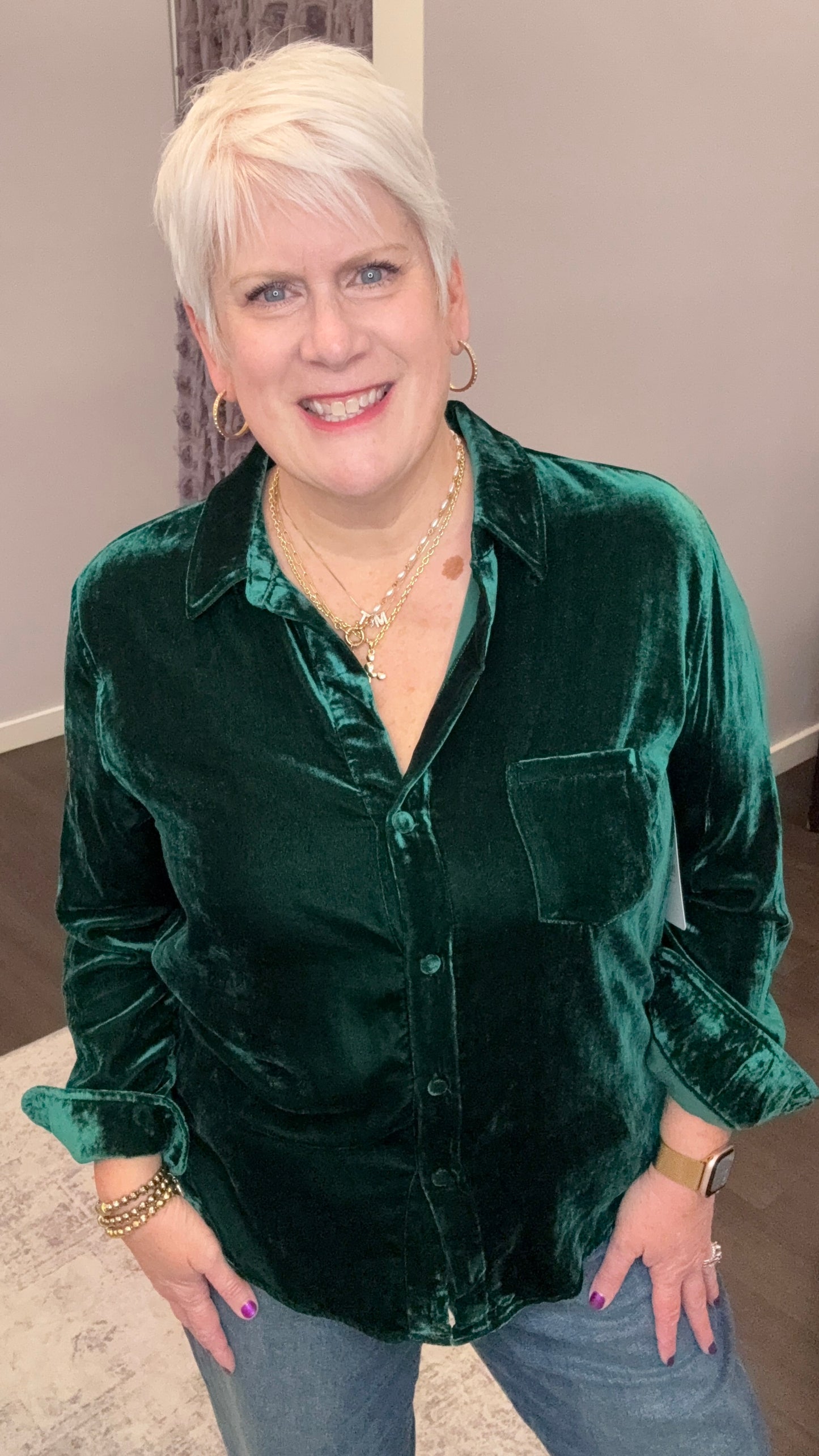 Galina Velvet Top in Rainforest by Dear John