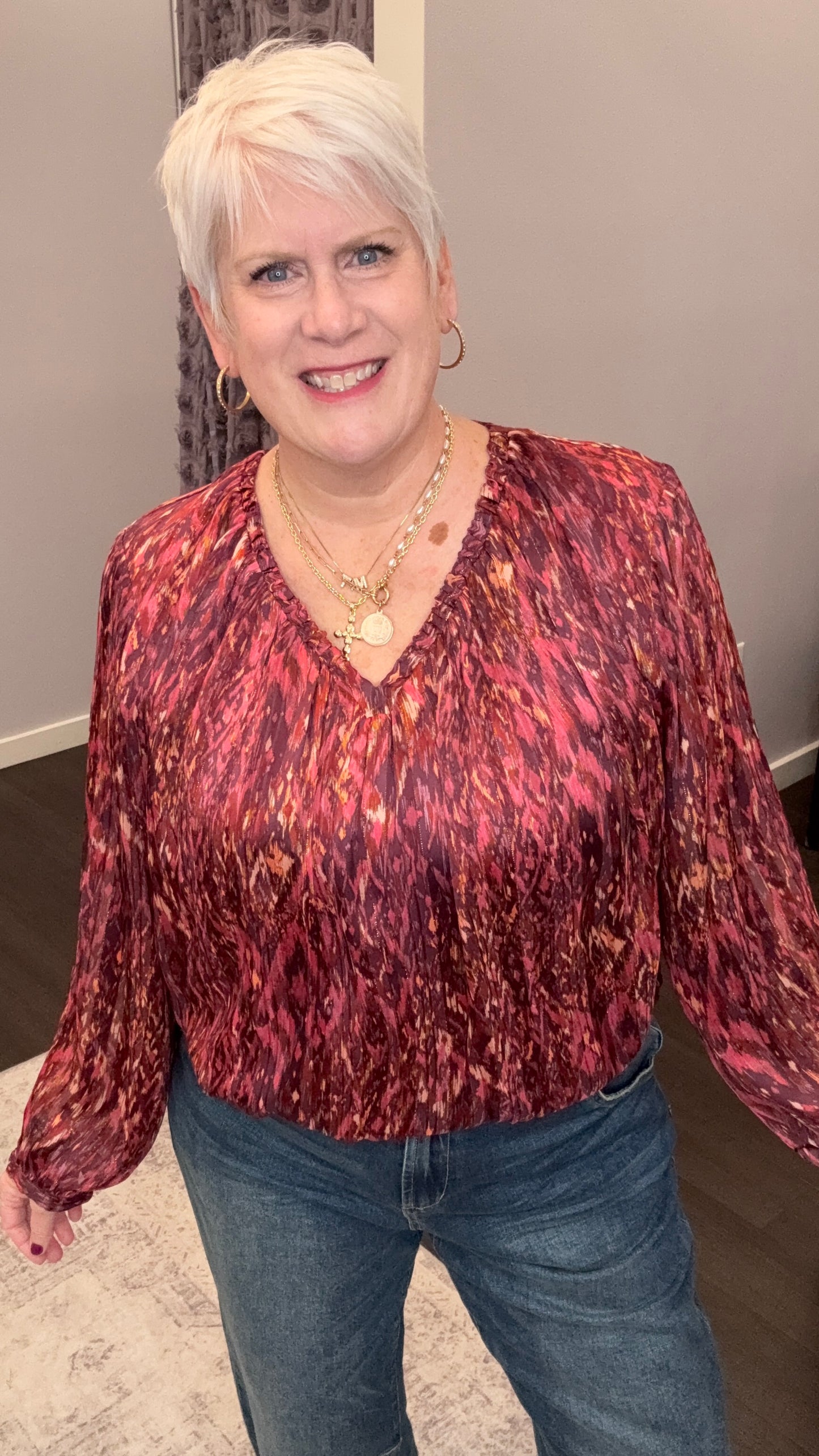 Piaf Blouse in Pomegranate Flame by Dear John