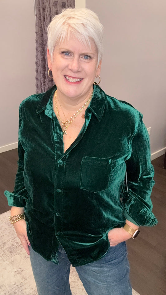 Galina Velvet Top in Rainforest by Dear John