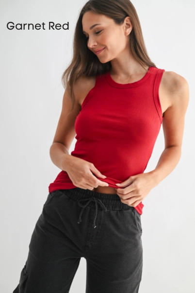 Essential Micro-Ribbed Athleisure Tank Top by Mono B