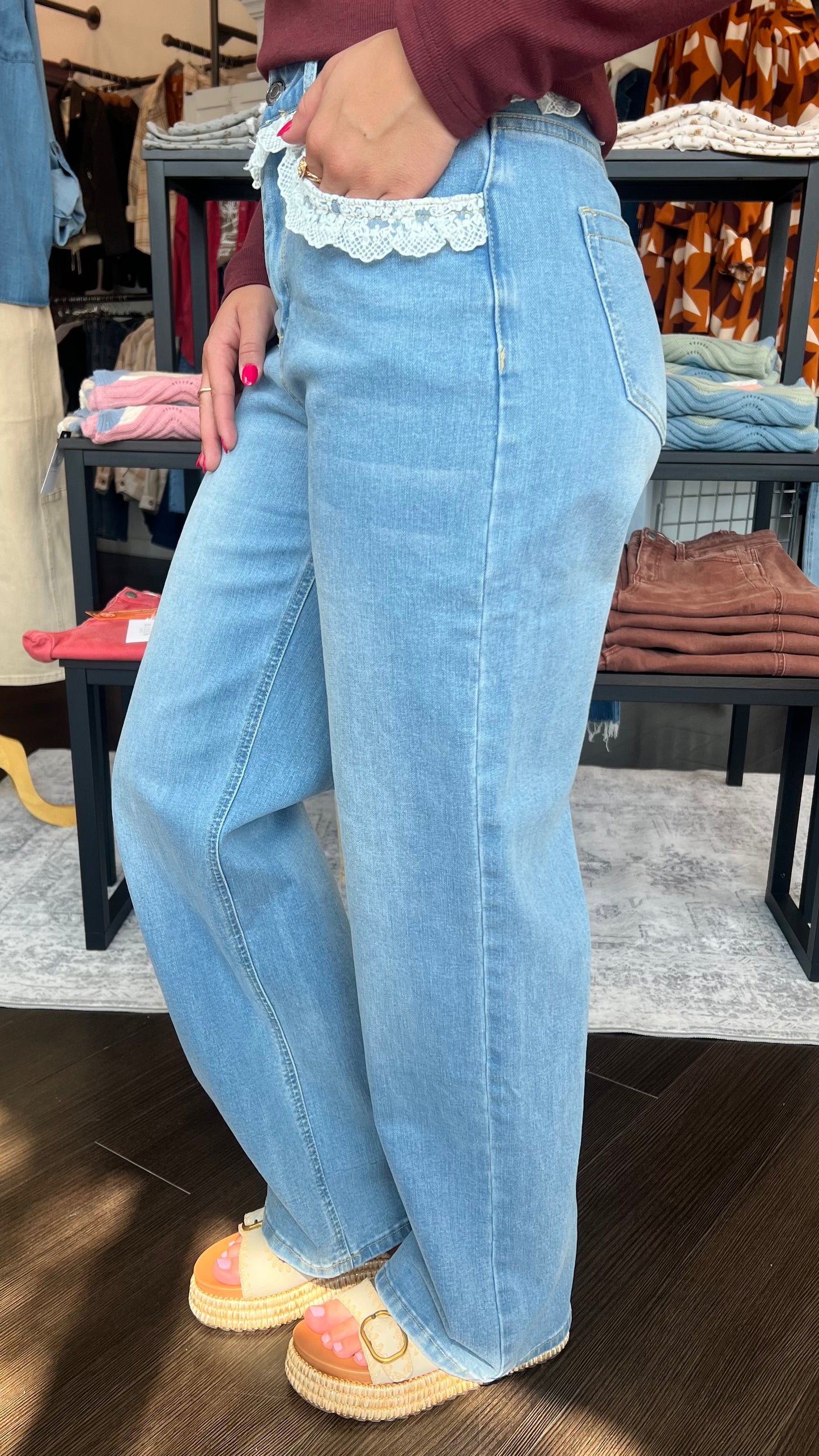 Lace Me Up High Rise Jeans