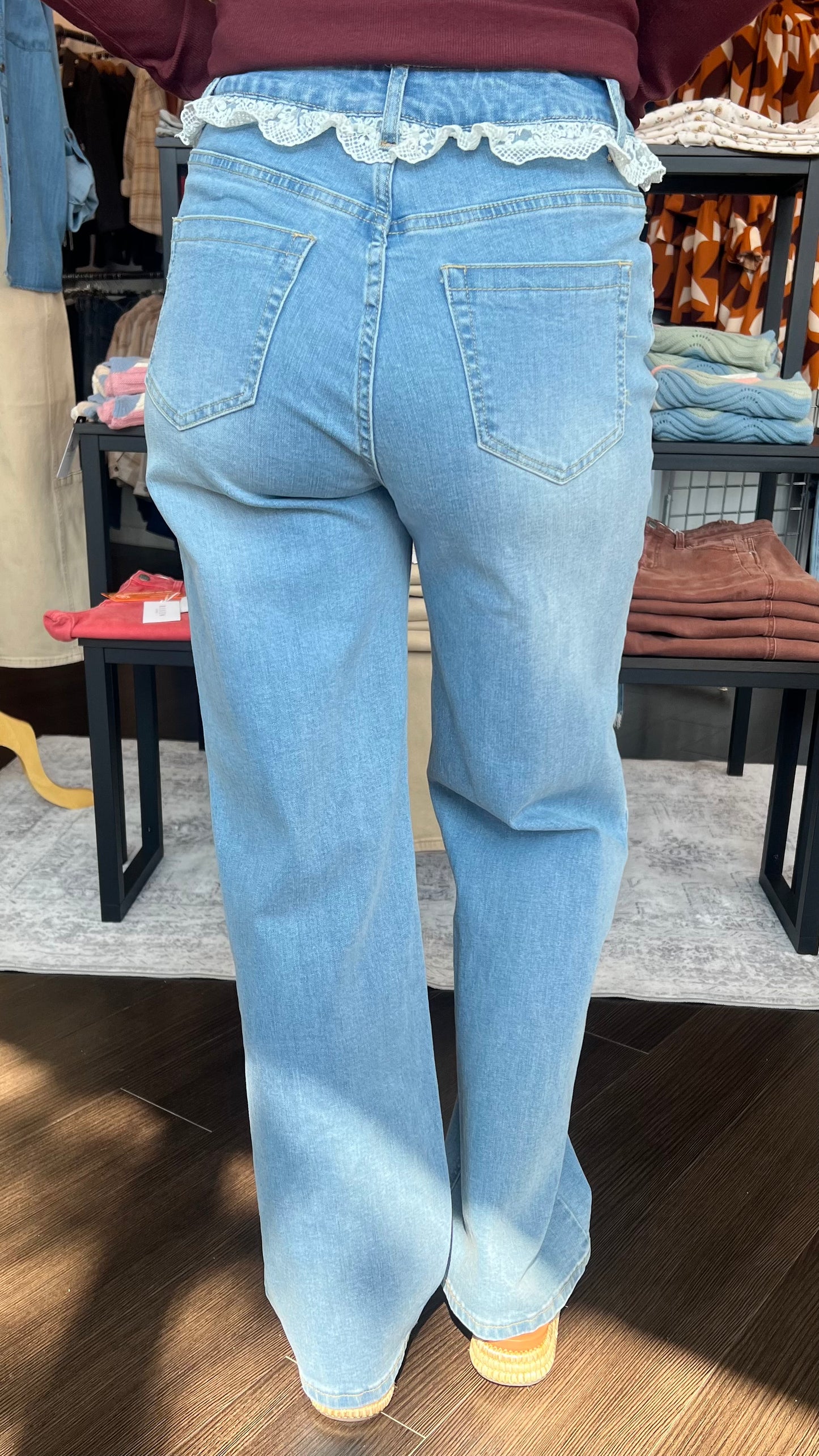 Lace Me Up High Rise Jeans