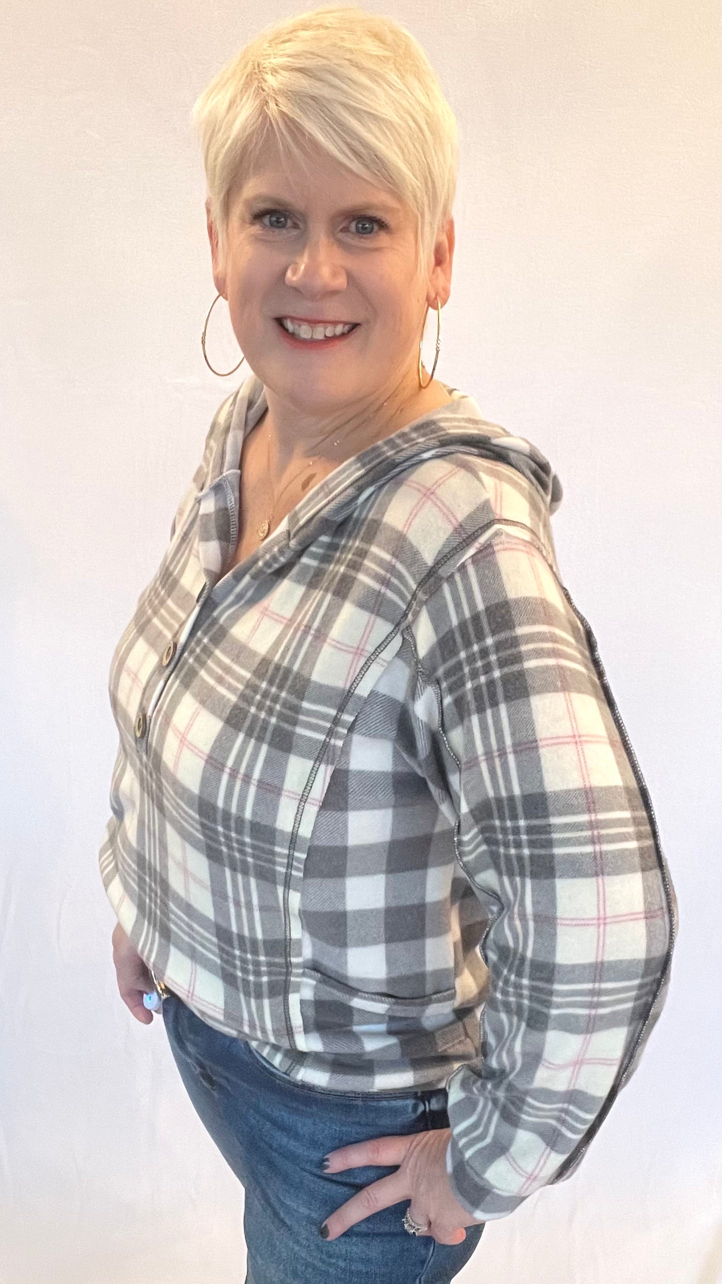 Brushed Fleece Plaid Hoodie