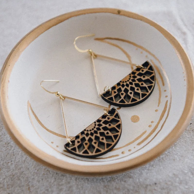 Gold Plated Flying Lotus Mandala Earring