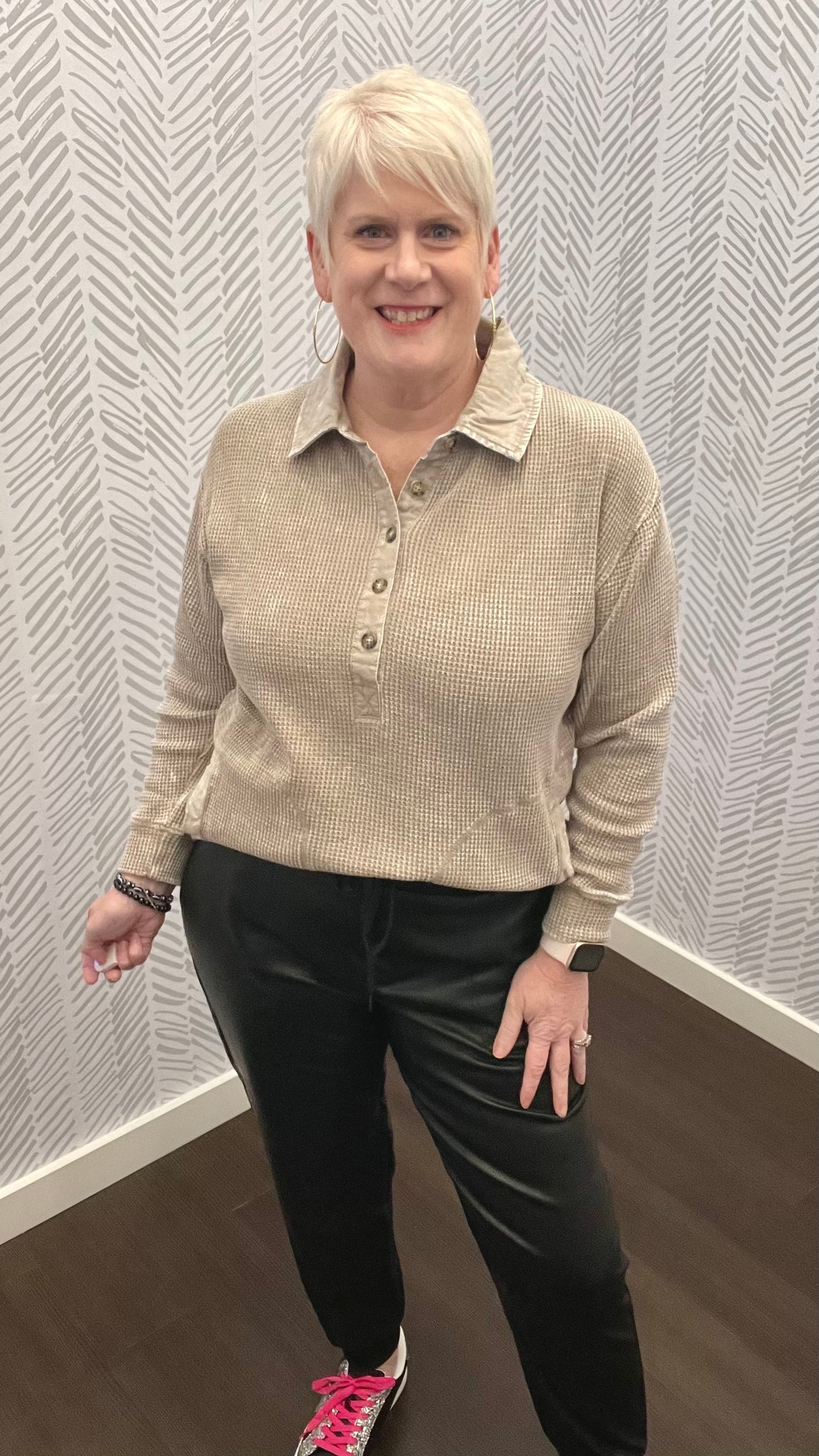 Mono B Cotton Mineral Wash Waffle Knit Tunic