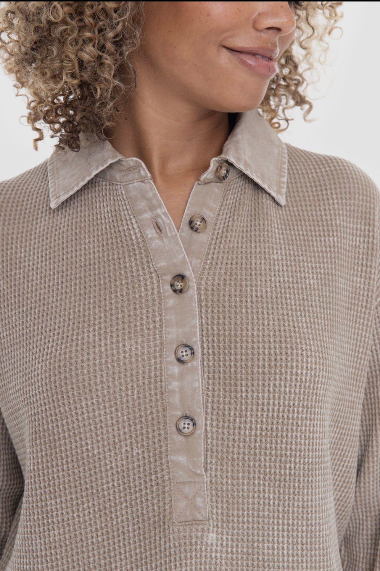 Mono B Cotton Mineral Wash Waffle Knit Tunic