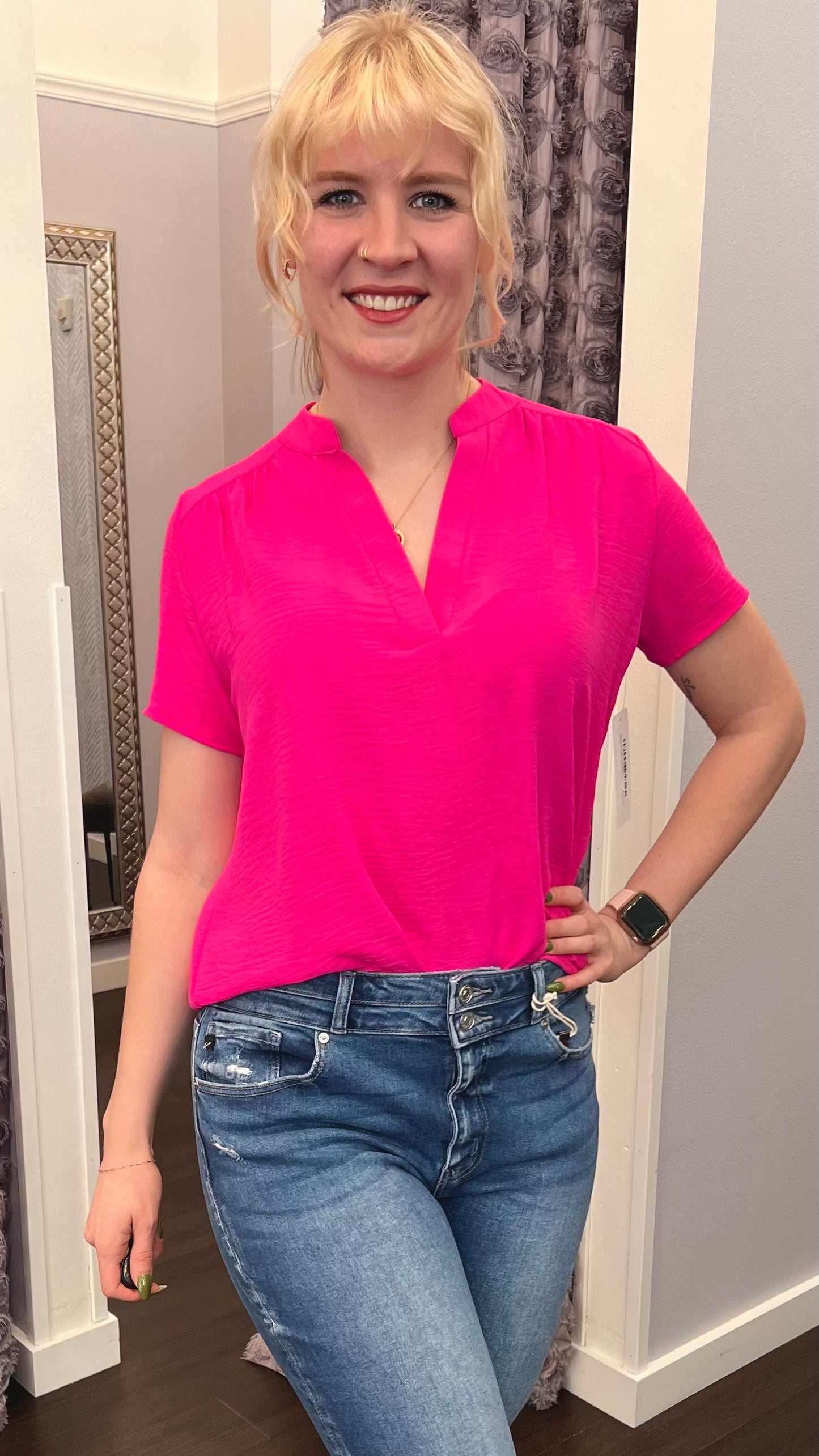 Punch of Color Short Sleeve Blouse