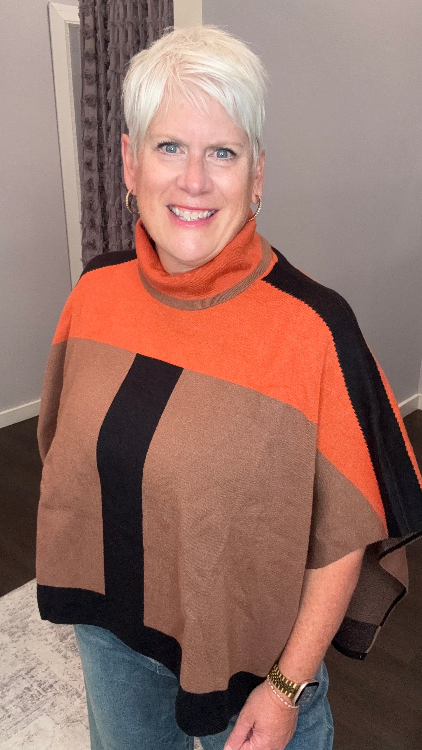 Autumn Stroll Sweater Poncho by THML