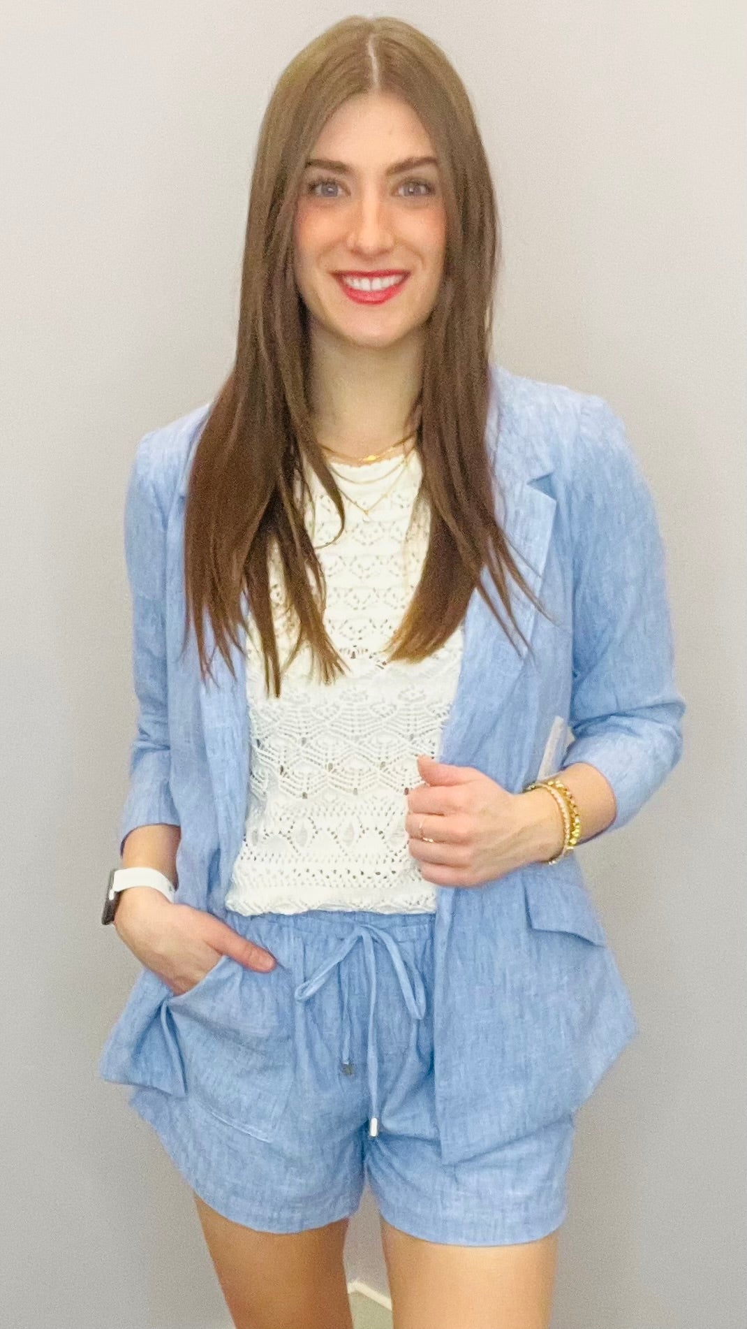 Boardwalk Chambray Blazer by Skies Are Blue