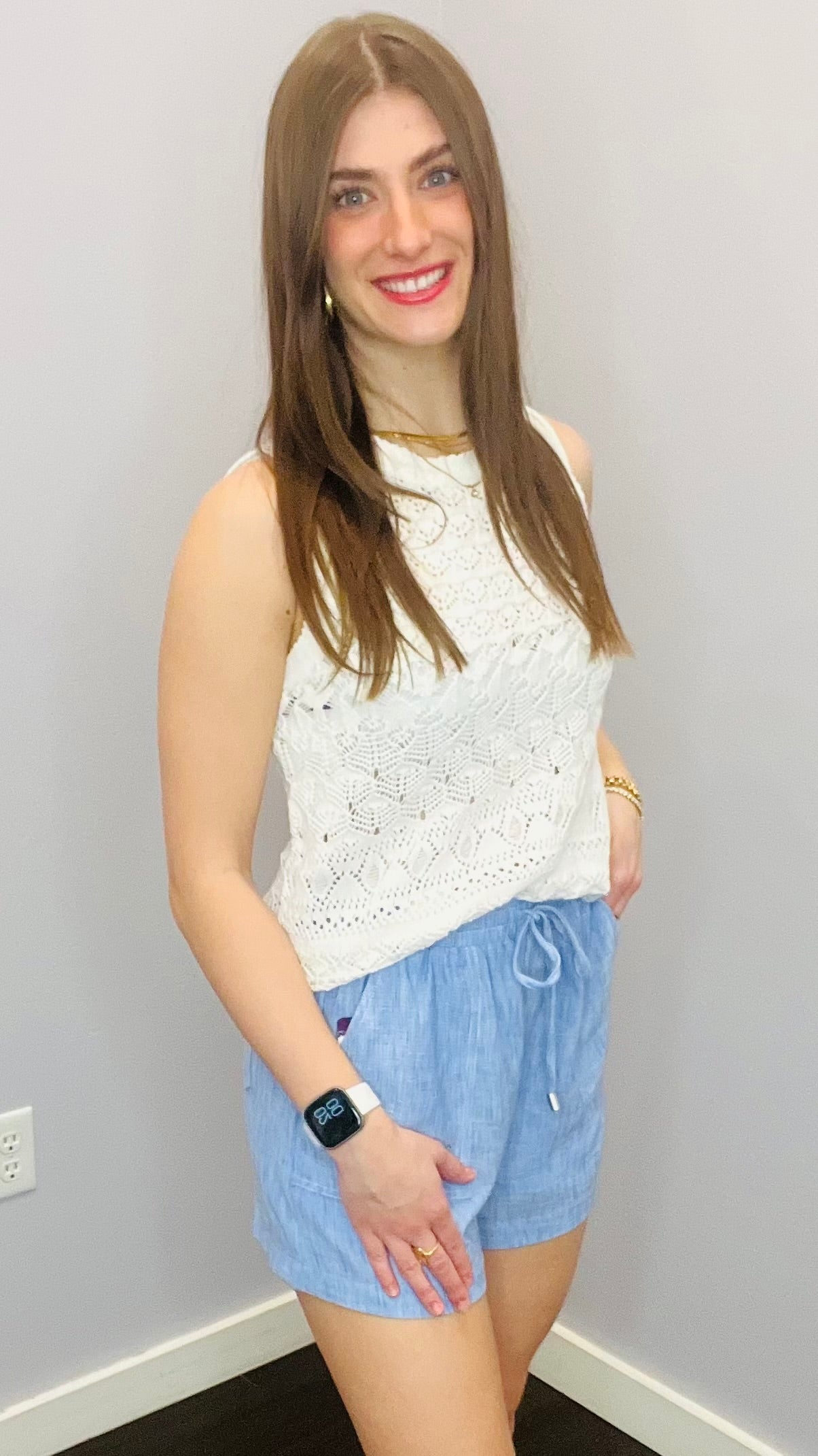 Boardwalk Chambray Shorts by Skies Are Blue