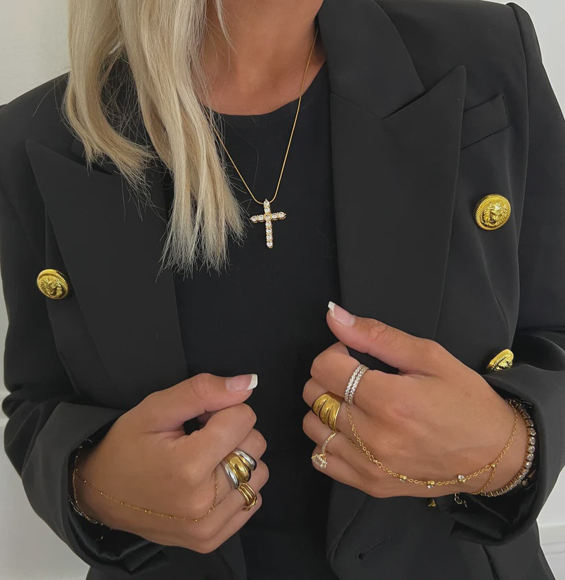 XL Diamond Cross Necklace by Chan Sutt Pearls