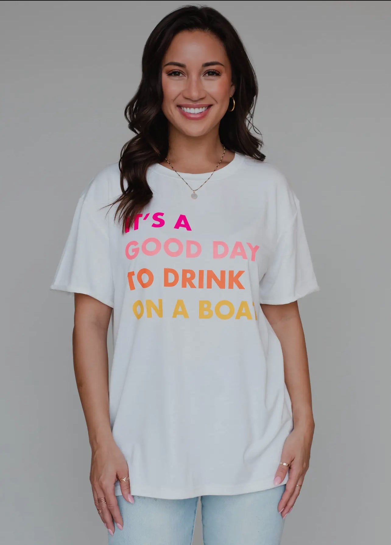 White Drink On A Boat Tee