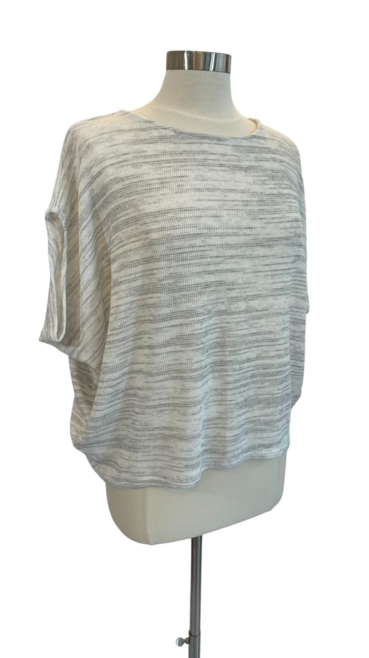 Short Sleeve Dolman Top in White/Heather Grey