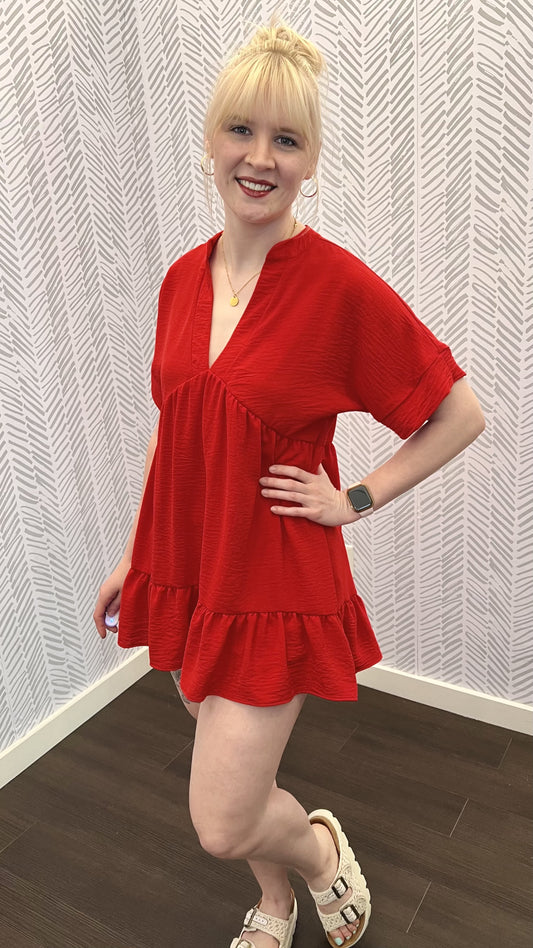 Babydoll Airflow Dress in Red