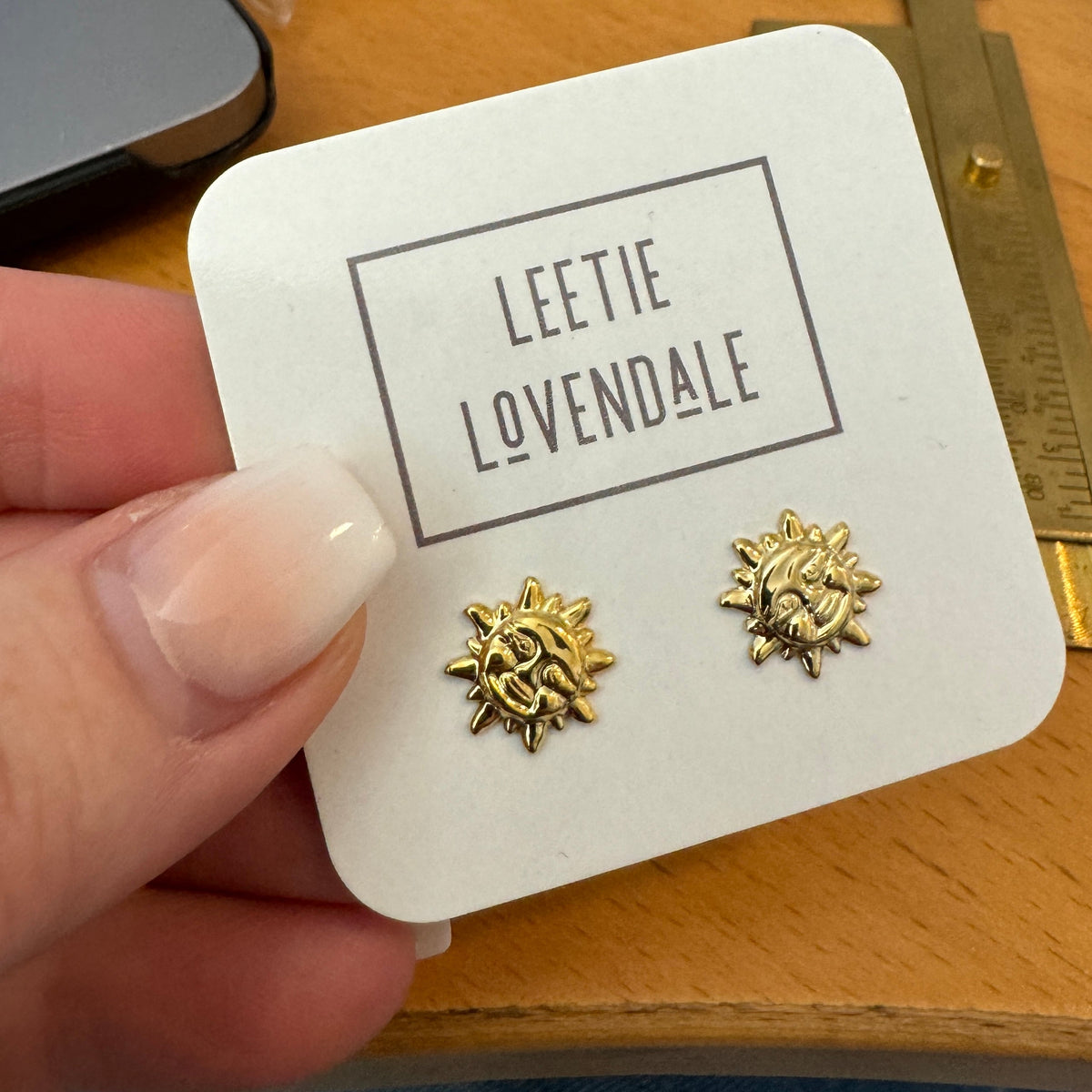 Gold Happy Sun Stud Earrings – Vintage Deadstock