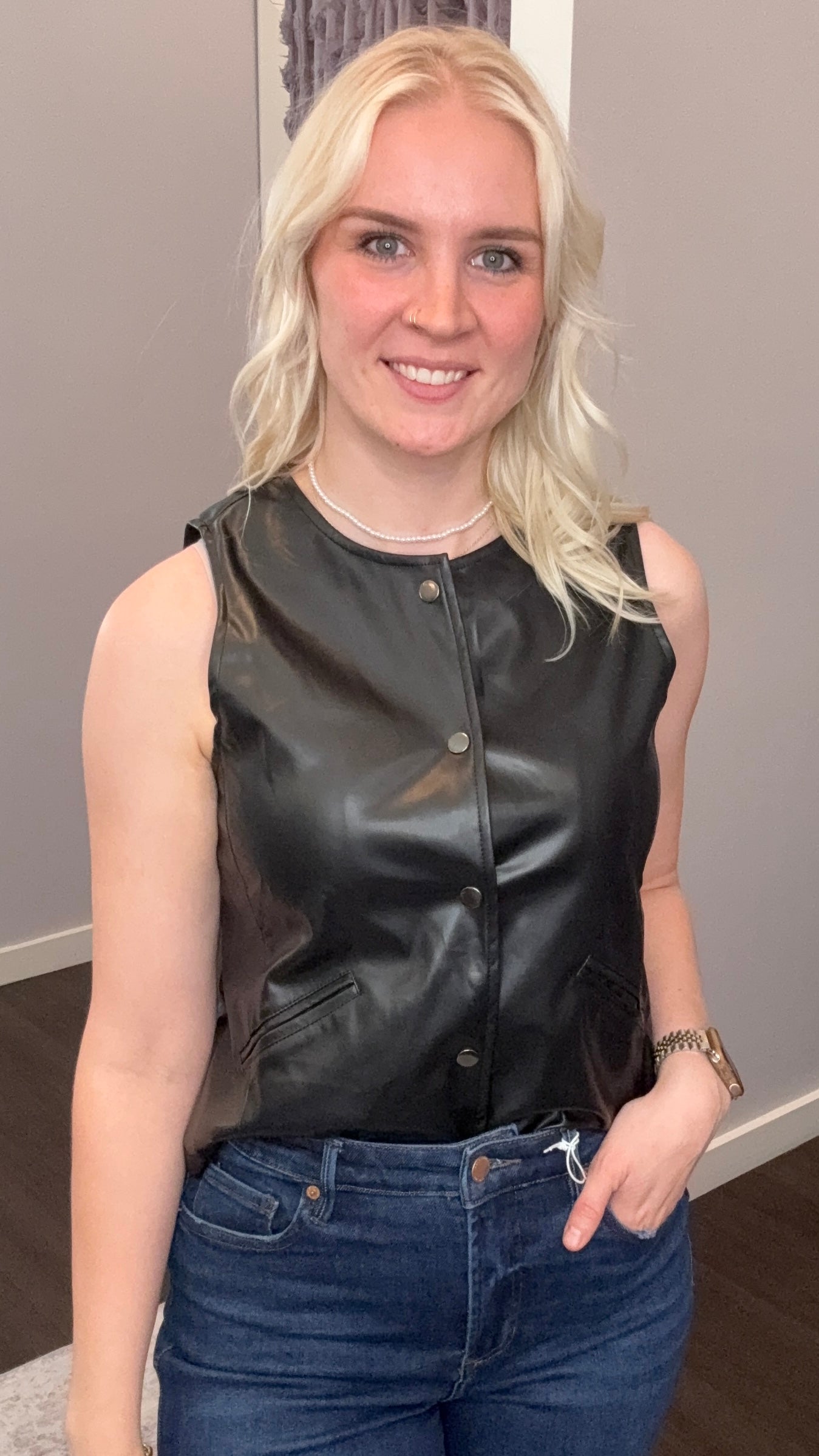 Downtown Edge Faux Leather Vest
