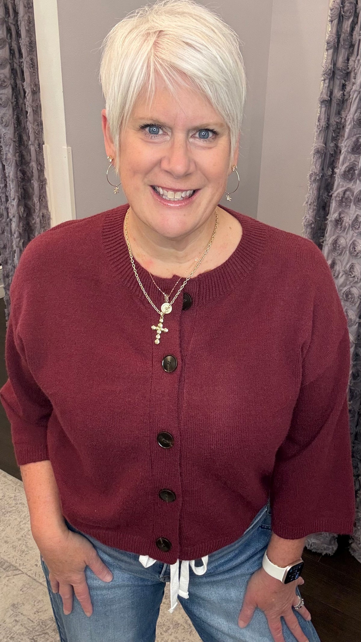 Just Right Cardigan in Burgundy