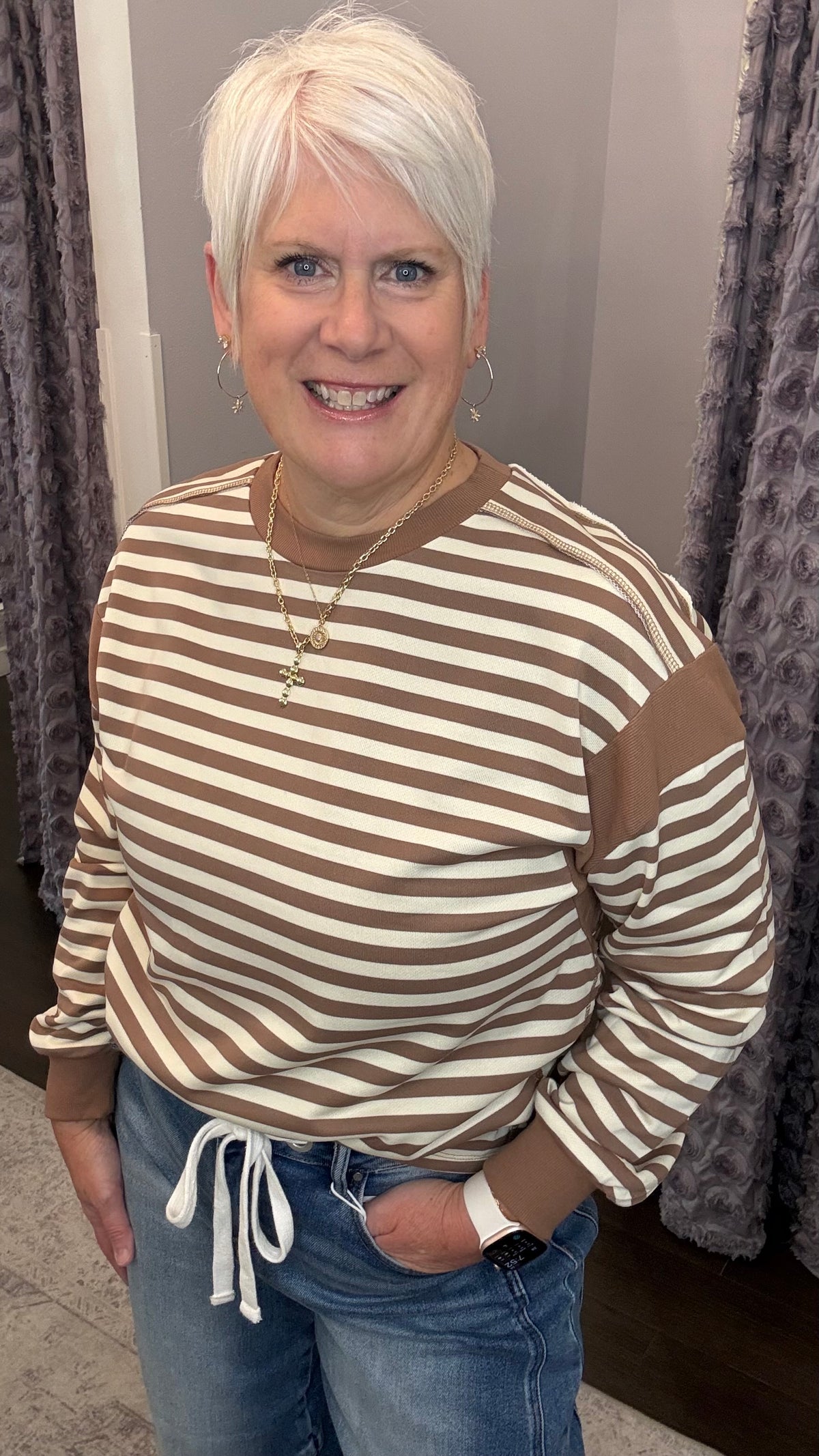 Casual Company Stripe Top in Cocoa