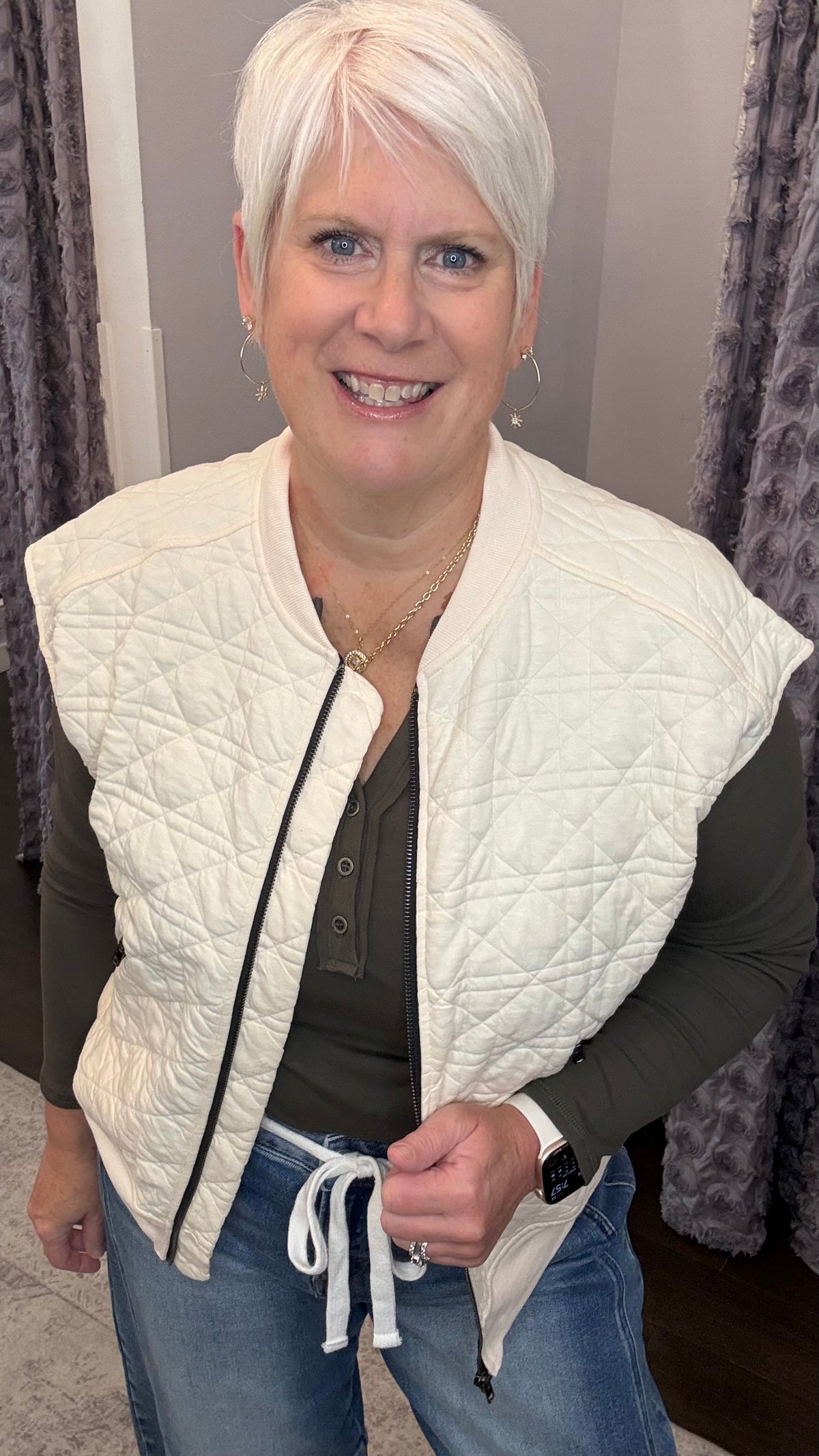 Cozy Sidekick Quilted Vest in Vanilla