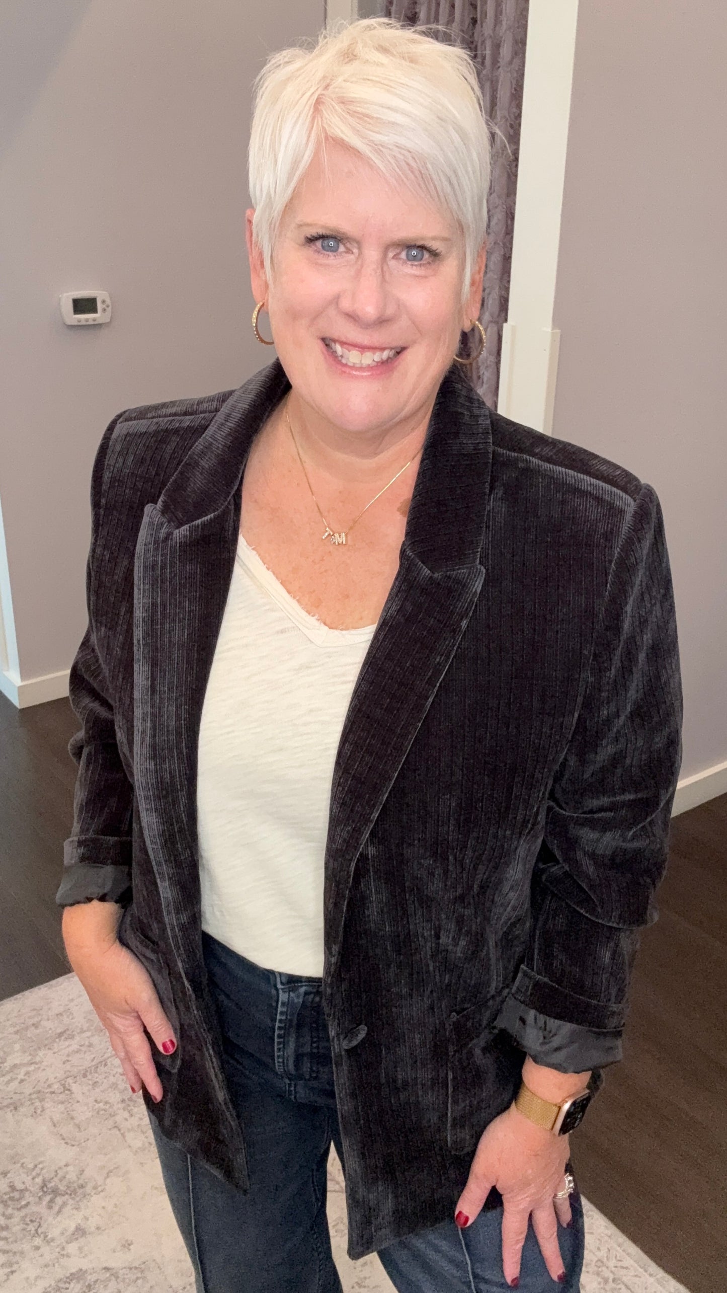 Elfie Corduroy Blazer in Black by Dear John