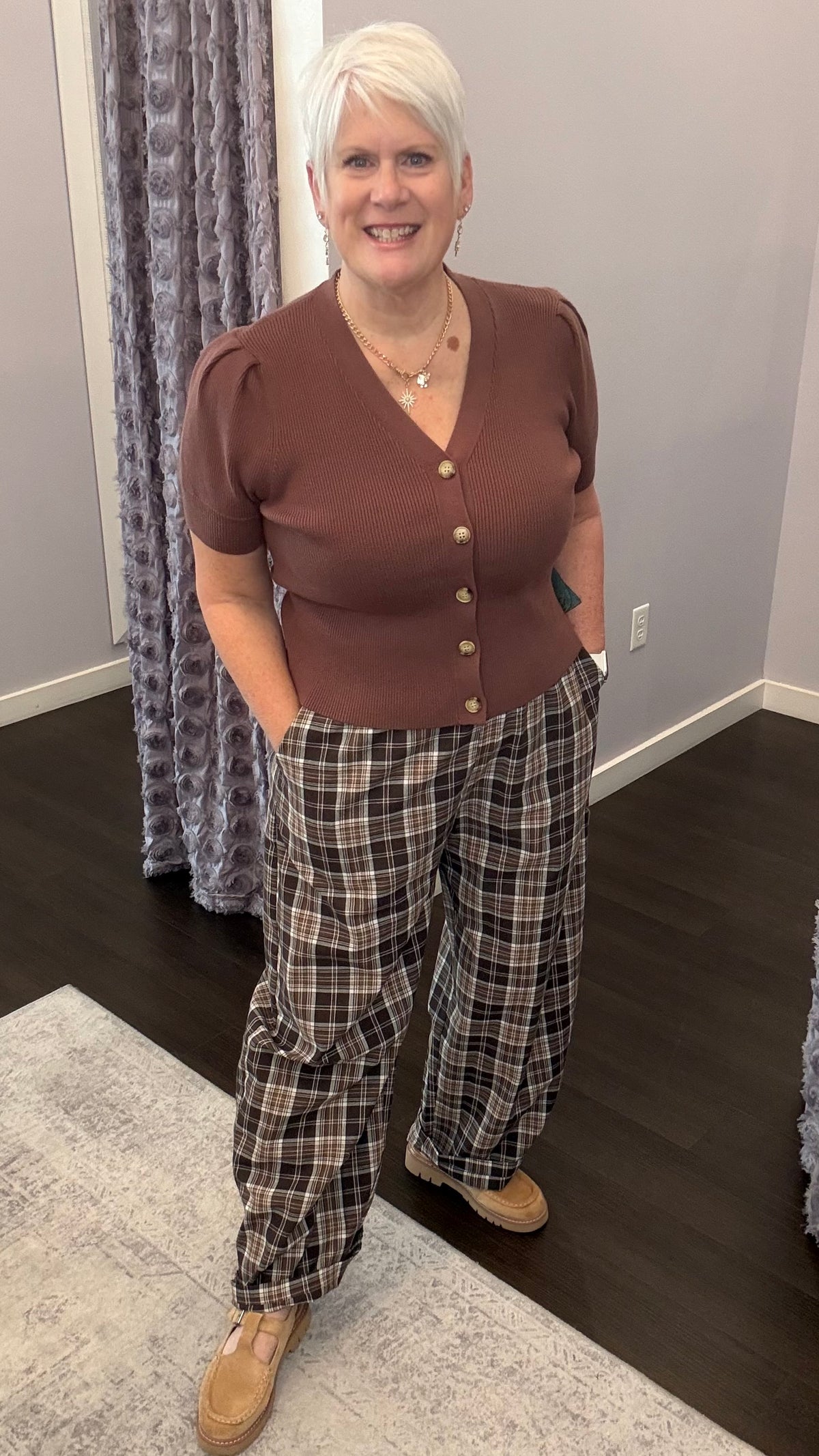 Harvest Plaid Barrel Leg Pants