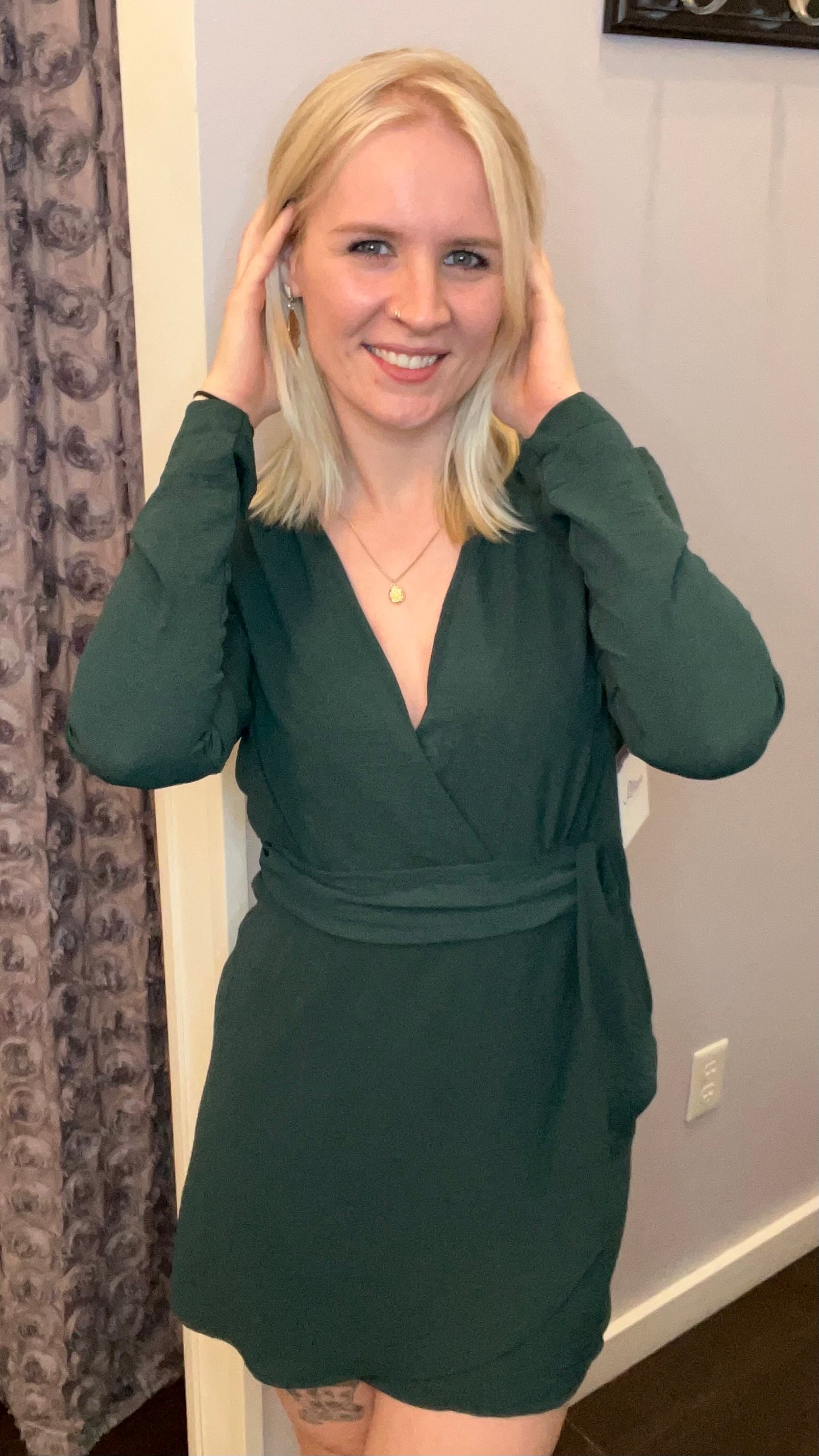 Emerald Collared Mini Dress by Dex