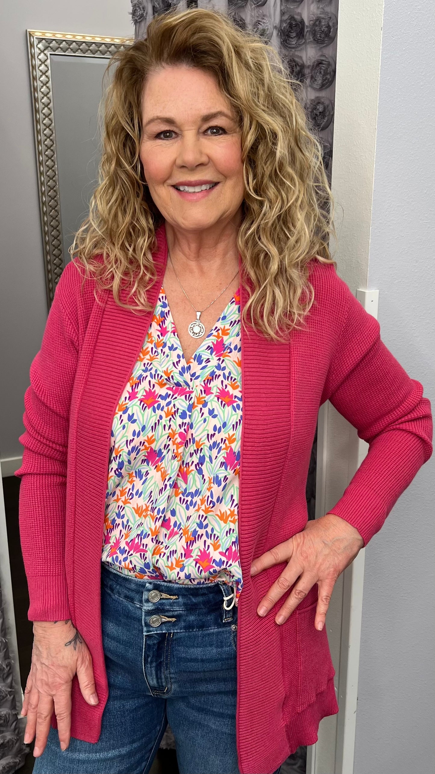 Dark Fuchsia Sweater Cardigan