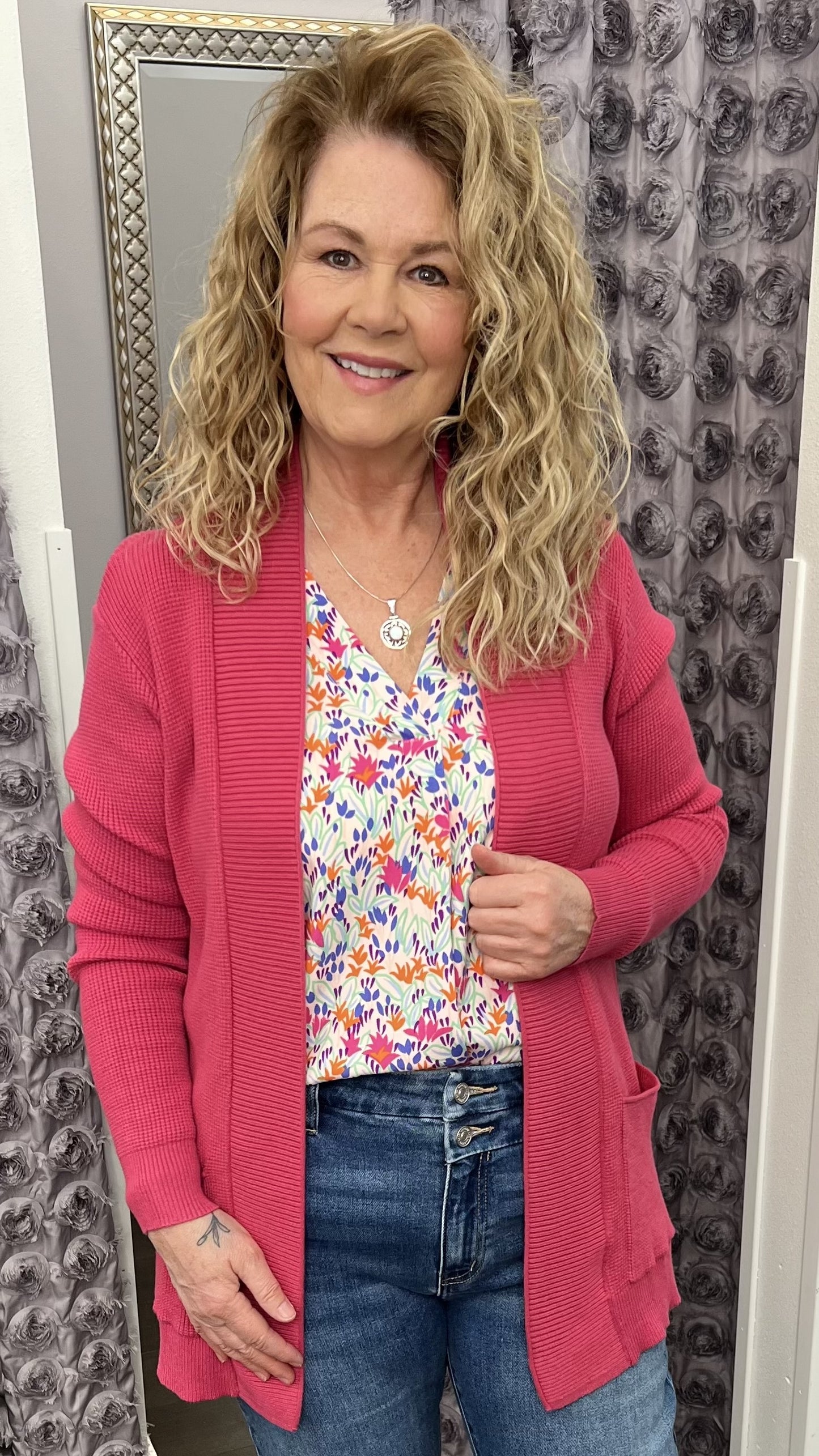 Dark Fuchsia Sweater Cardigan