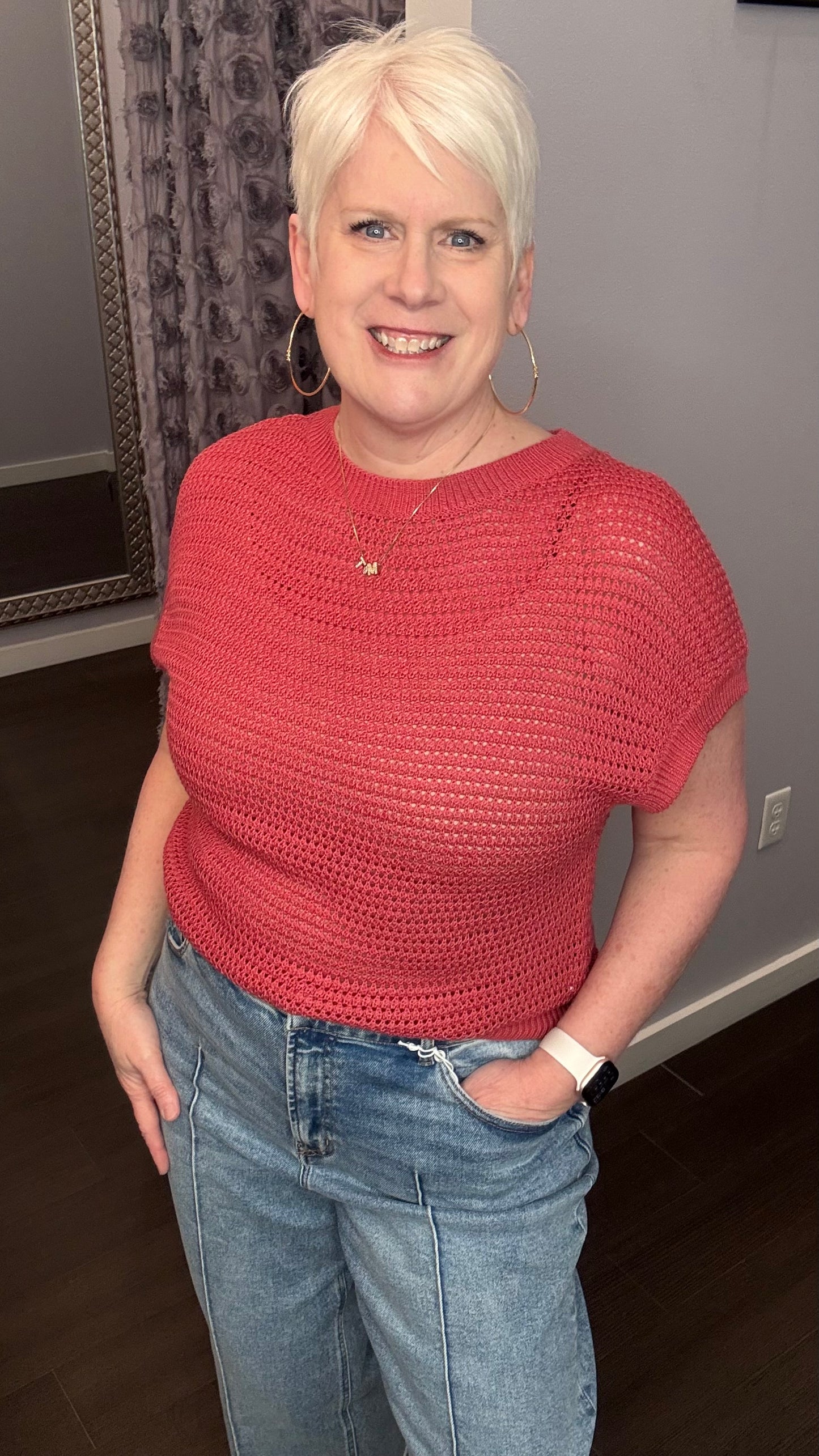 Open Knit Sweater Top