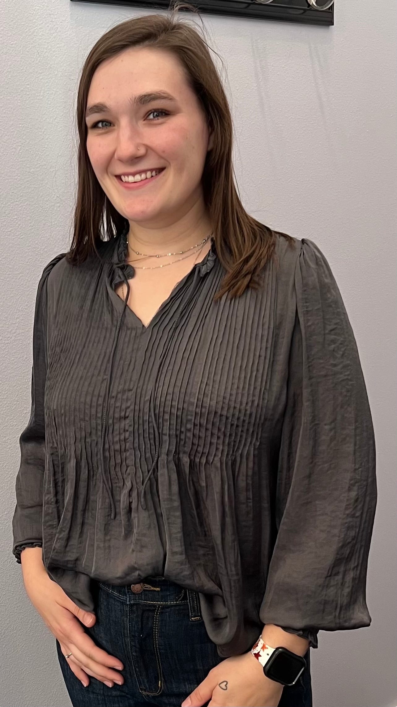 Pintuck Blouse in Coal by Dex