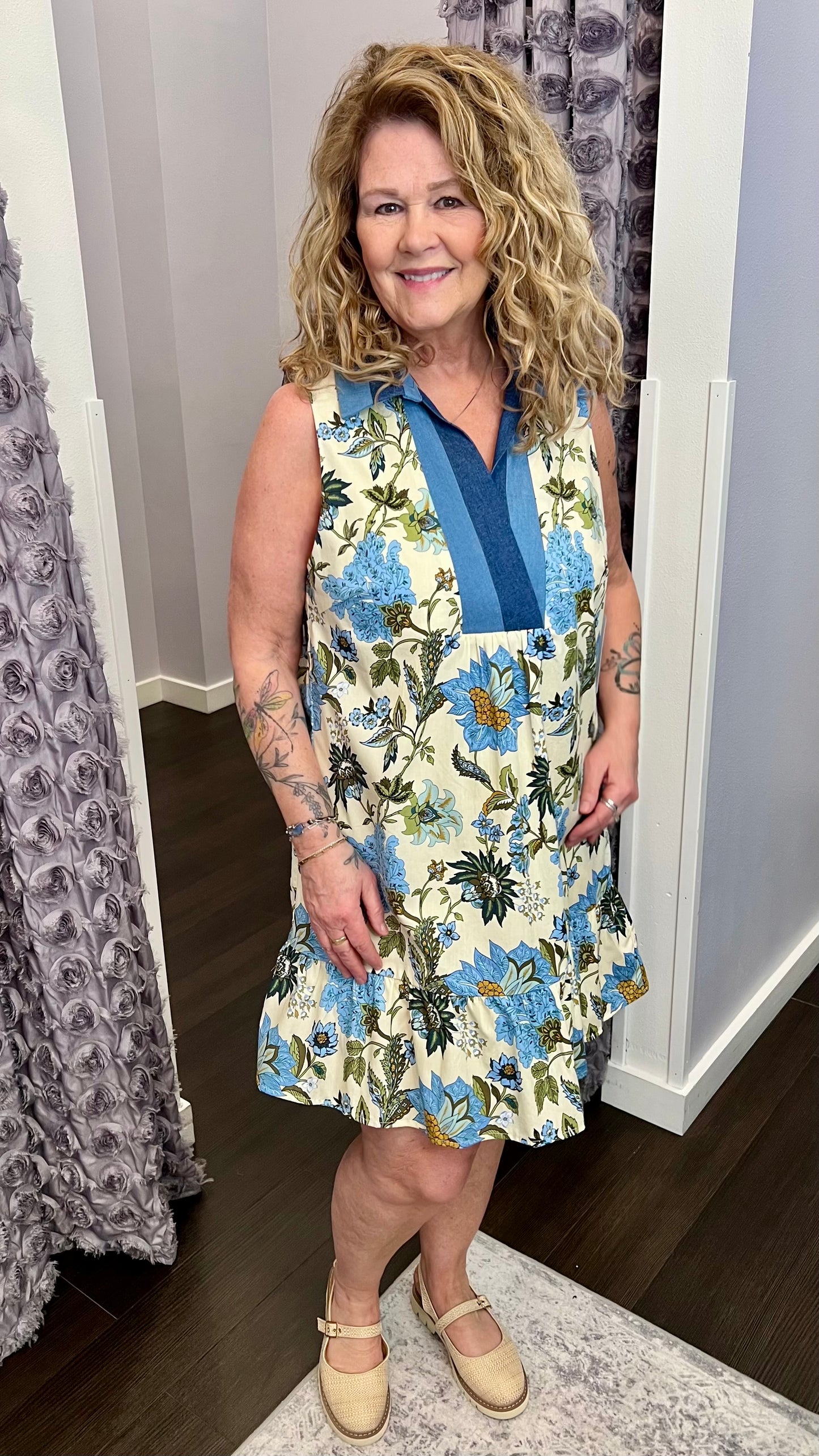 Blue Meadow Tiered Dress by THML