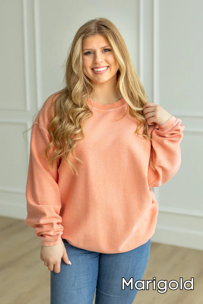 Essential Luxe Corded Crew Sweatshirt