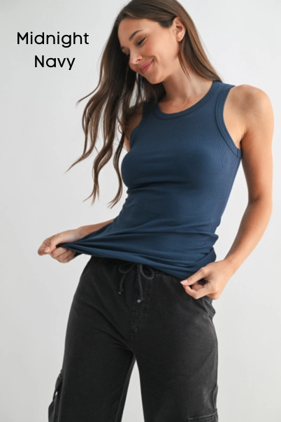 Essential Micro-Ribbed Athleisure Tank Top by Mono B