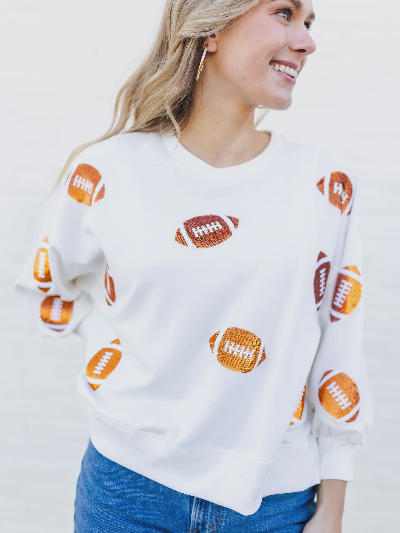 Millie Sweatshirt Footballs Orange White