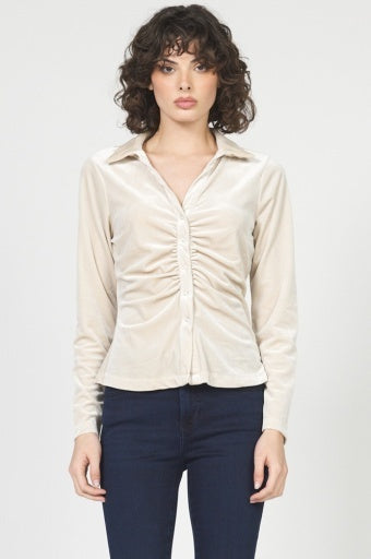 Romy Velvet Top in Pearl Cream by Dear John