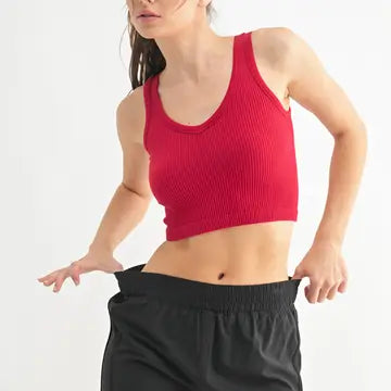 Ribbed Seamless Cropped Tank Top by Mono B