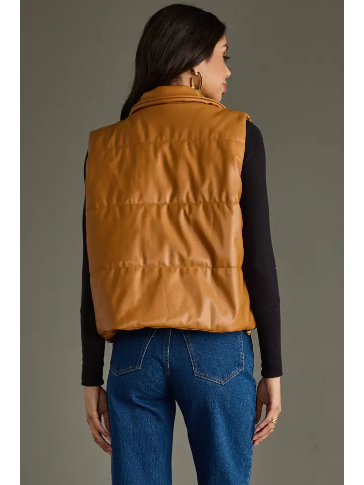 Toffee Twist Faux Leather Vest