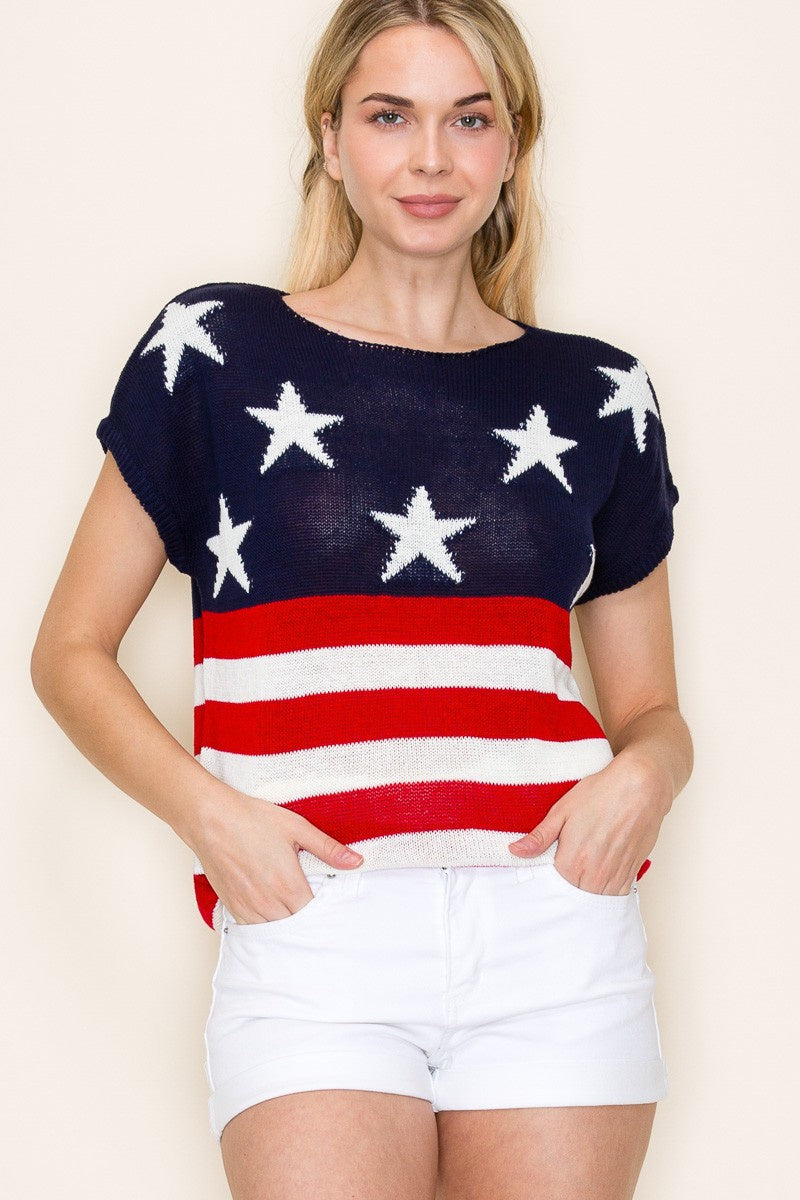 American Flag Sweater Top