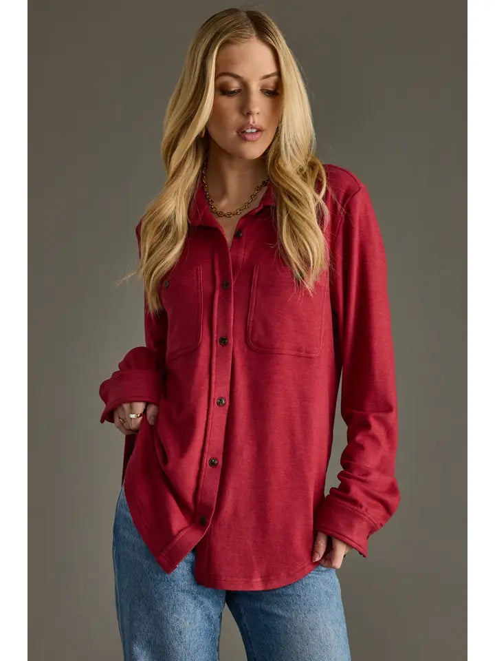Heather Red Super Soft Button Up
