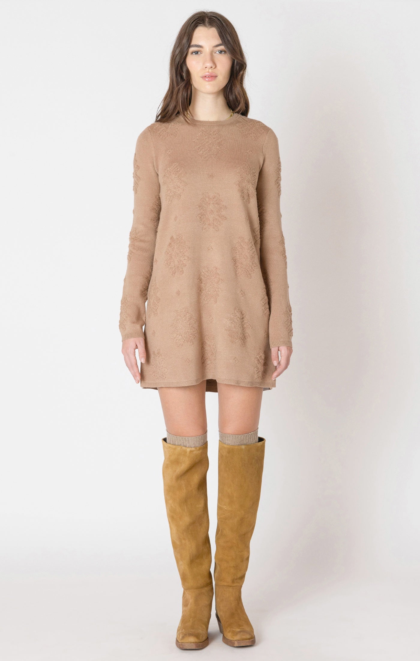 Caramel Cozy Sweater Dress by Dex