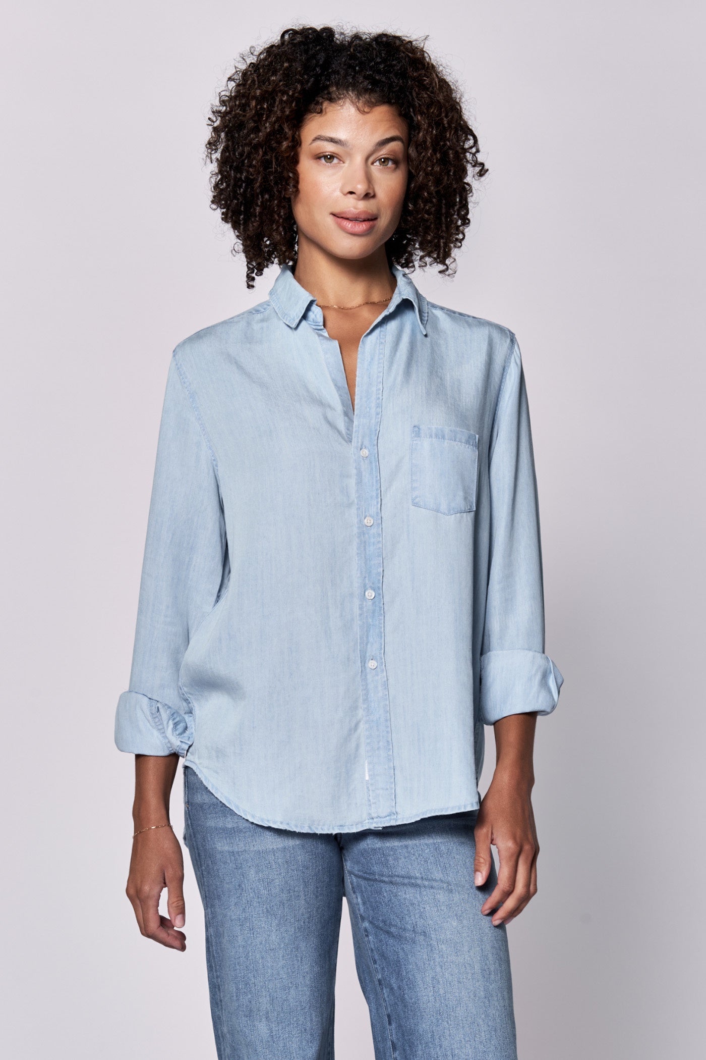 Galina Tencel Top in Carolina Blue by Dear John