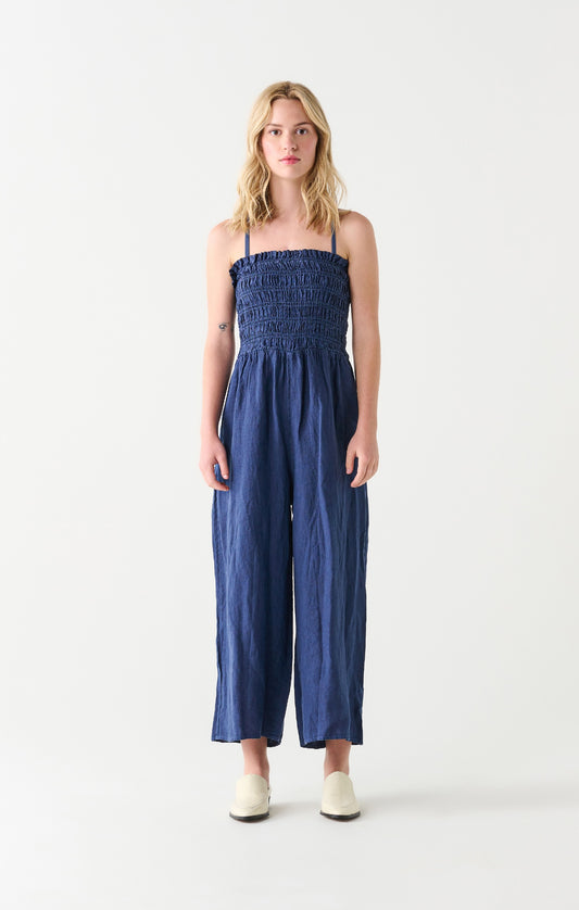 Smocked Jumpsuit in Navy by Dex