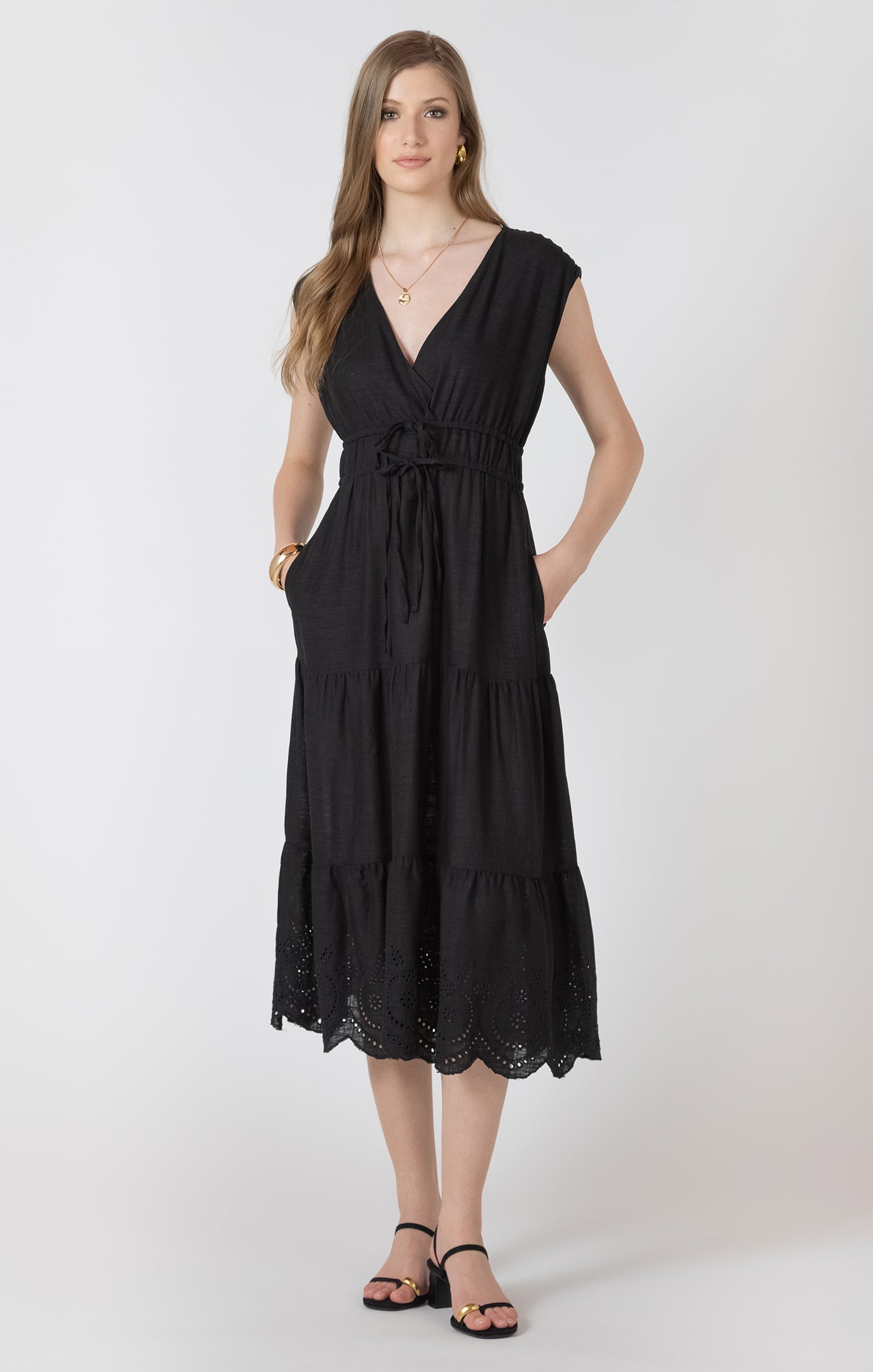 Midnight Bloom Midi Dress in Black by Dex