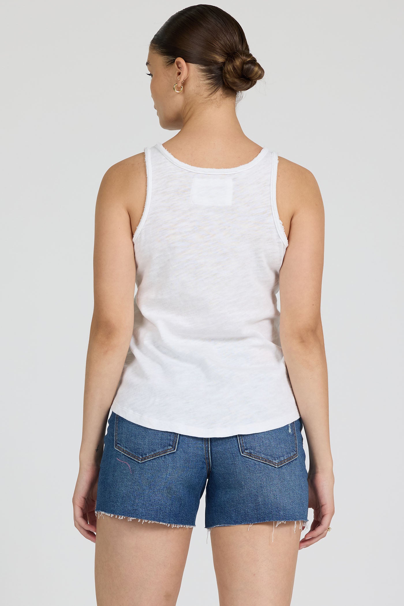 Sierna Slub Jersey Tank in White by Dear John