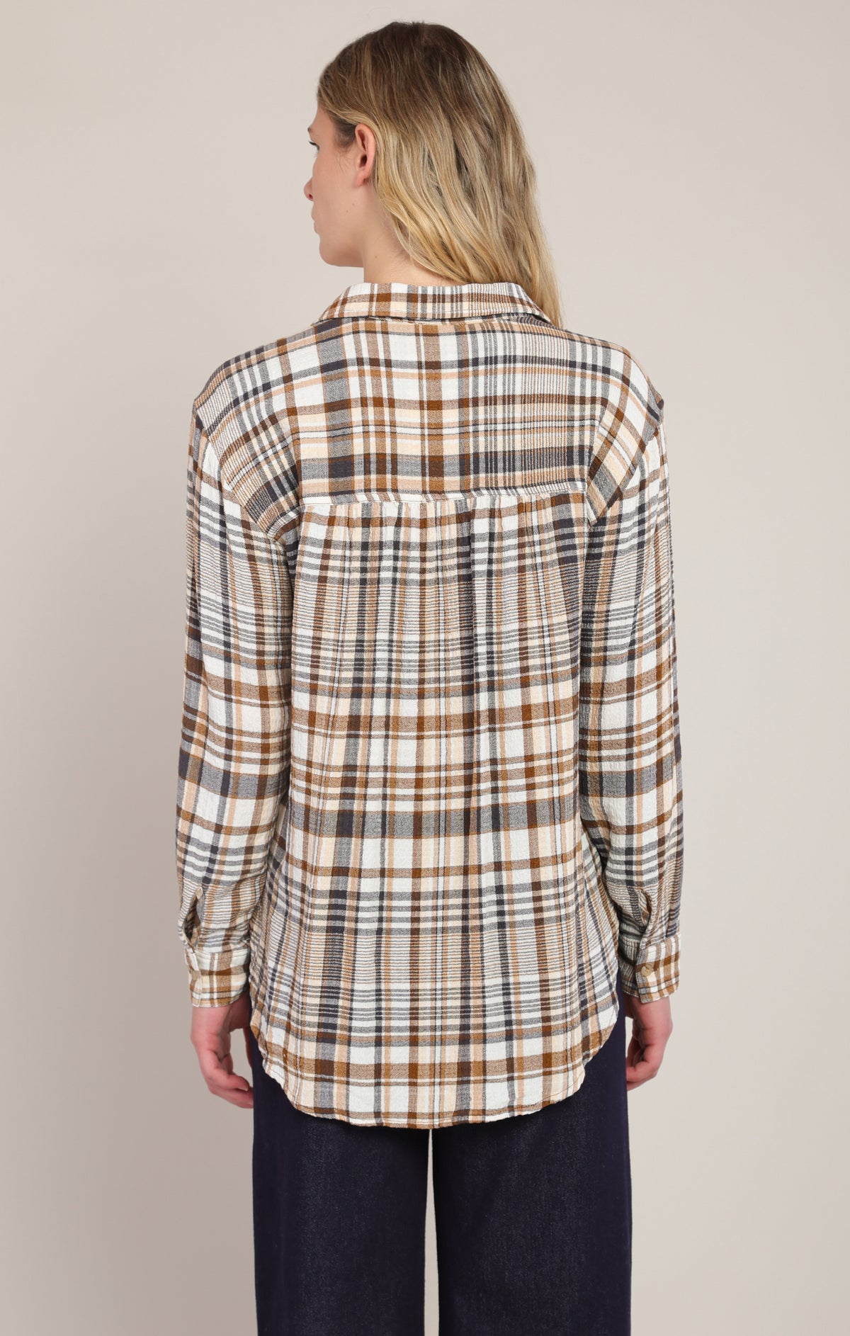 Harvest Moon Plaid Shirt in Brown & Navy