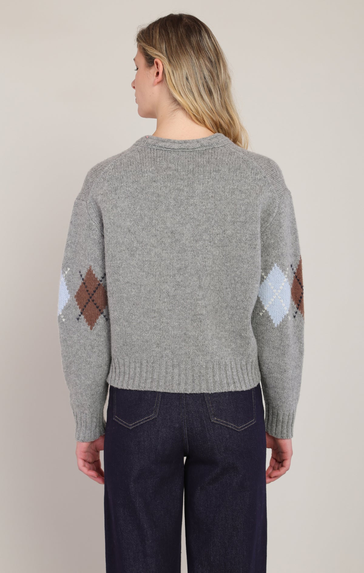 Prep Talk Argyle Sweater in Grey