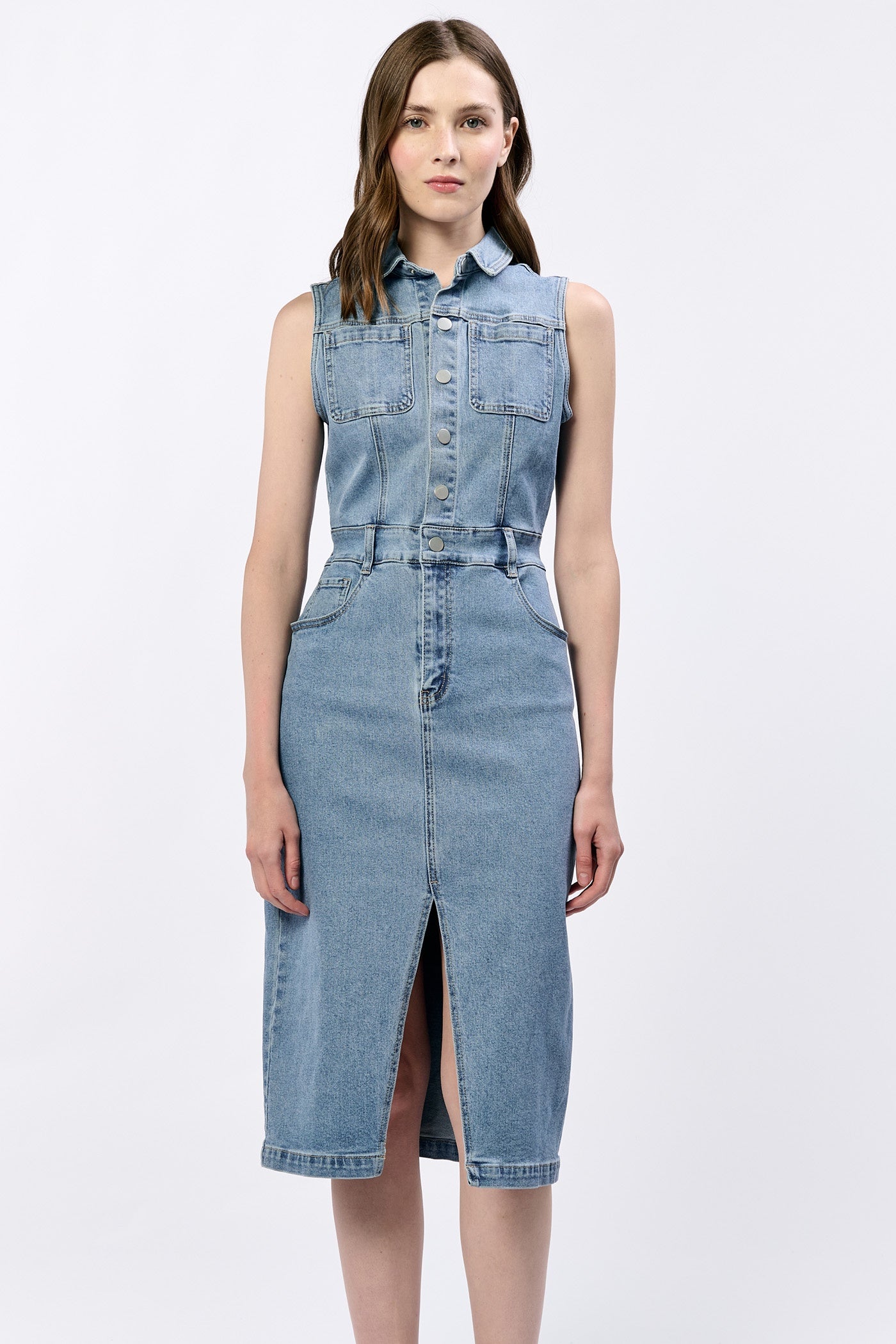 Trish Denim Dress in Oasis by Dear John