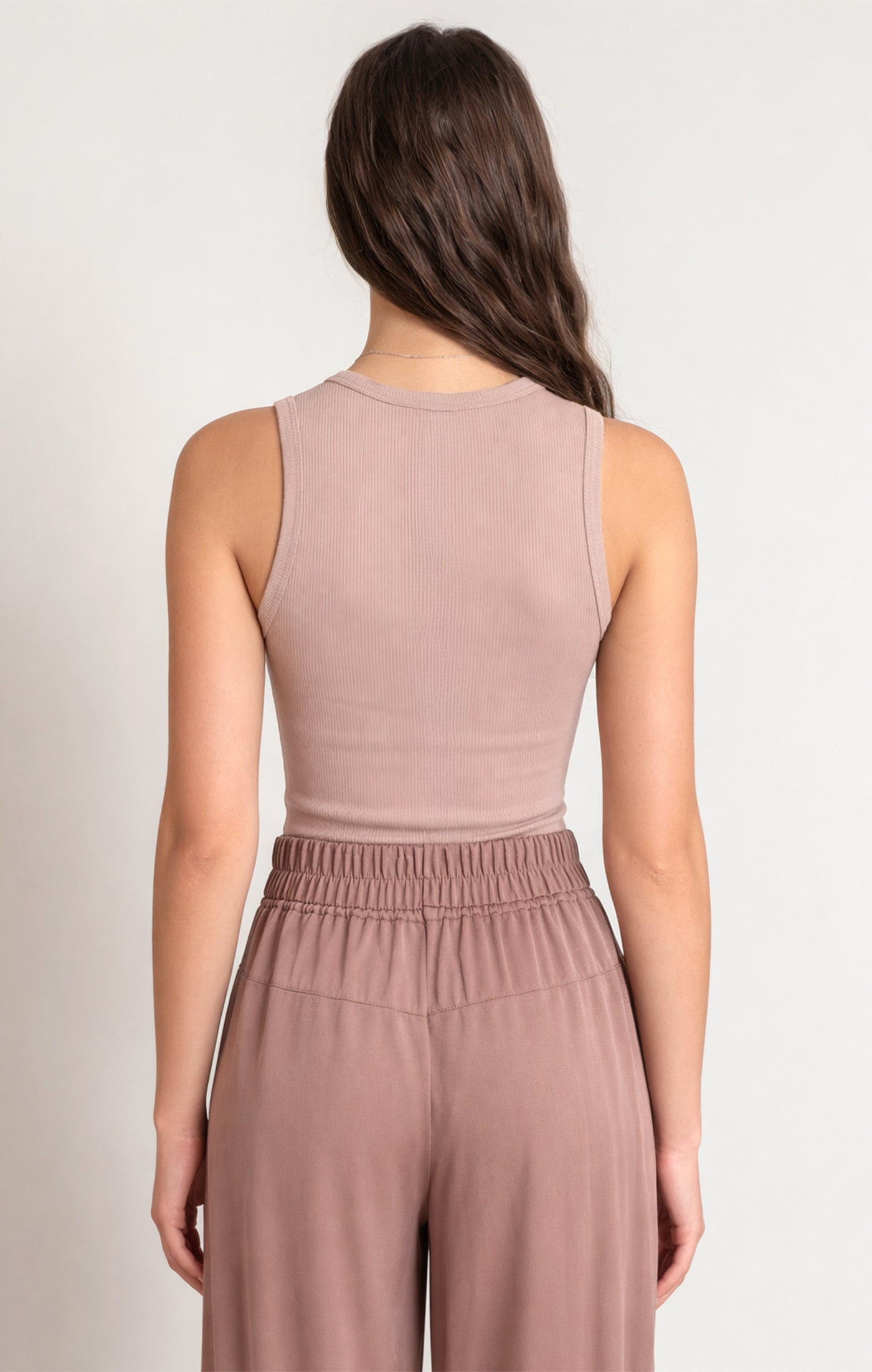 Harvest Ribbed Tank in Dusty Rose by Dex
